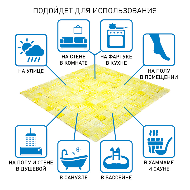 Изображение товара Мозаика Alma Чистые цвета 20 мм Stella STN683 стекло 32.7x32.7 см для ванной и кухни