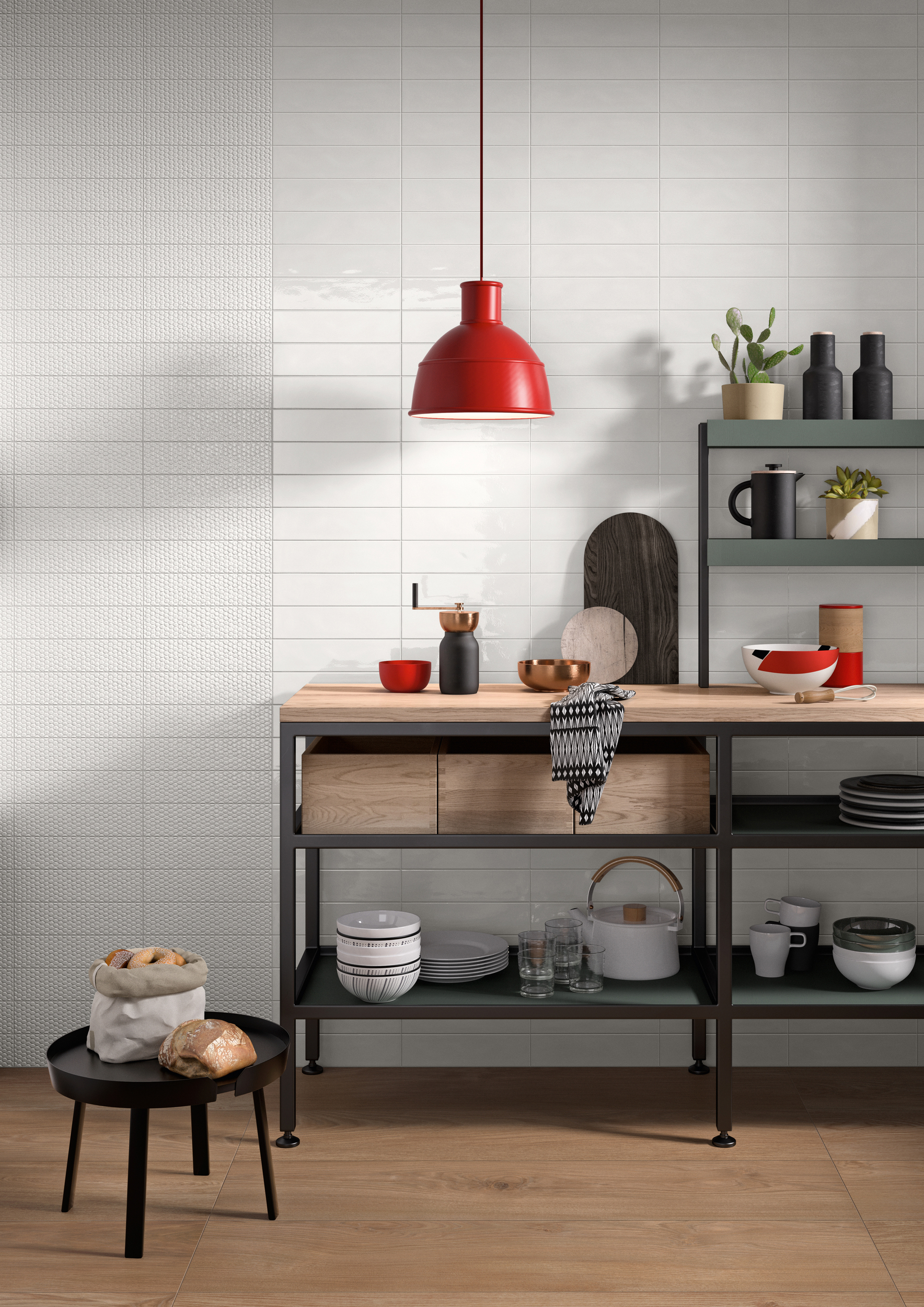 Изображение товара Керамическая настенная плитка LDECOR BUBBLE 7.5x30 белая двойной обжиг