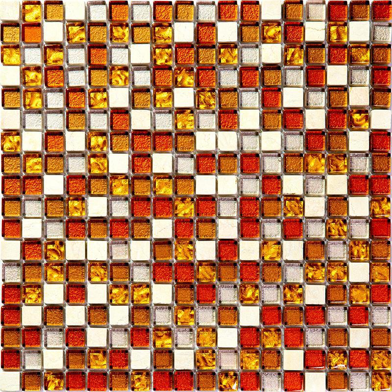 Изображение товара Мозаика Natural PST-006 29.8x29.8 оранжевая глянцевая квадратная для кухни и ванной