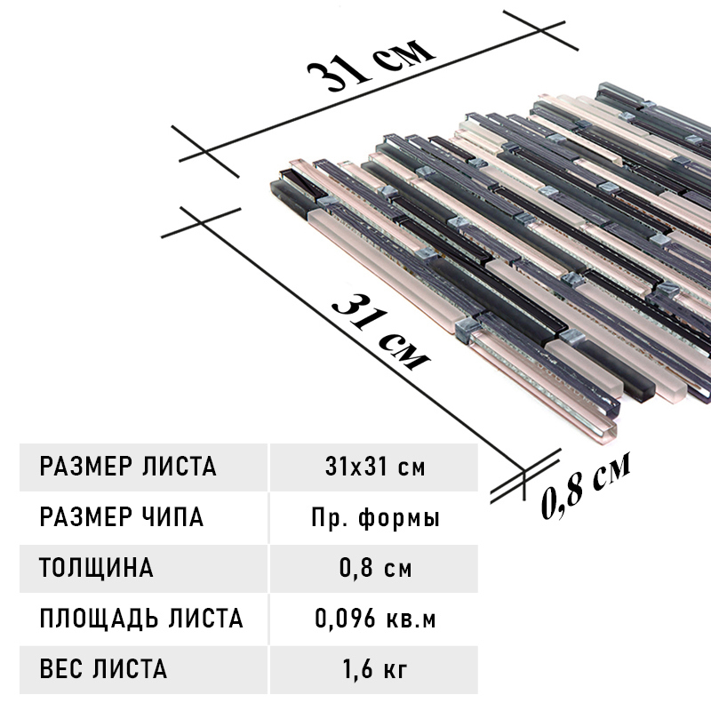 Изображение товара Мозаика Natural SML-001 31x31 разноцветная декоративная для интерьера