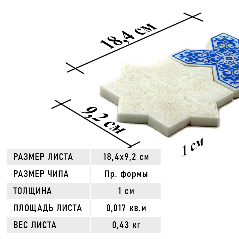 Изображение товара Мозаика Skalini PNT-WHITE-BLUE 18.4x9.2 см разноцветная для кухни ванной и гостиной