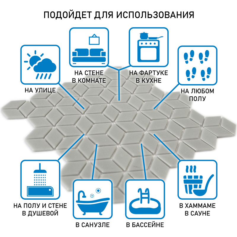 Изображение товара Декоративная мозаика Natural Steppa STP-GR007-RMB 26x27см стекло цвет серый