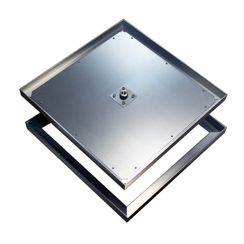 Изображение товара Напольный ревизионный люк Revizor H алюминий 20x20 см для пола с гидроизоляцией