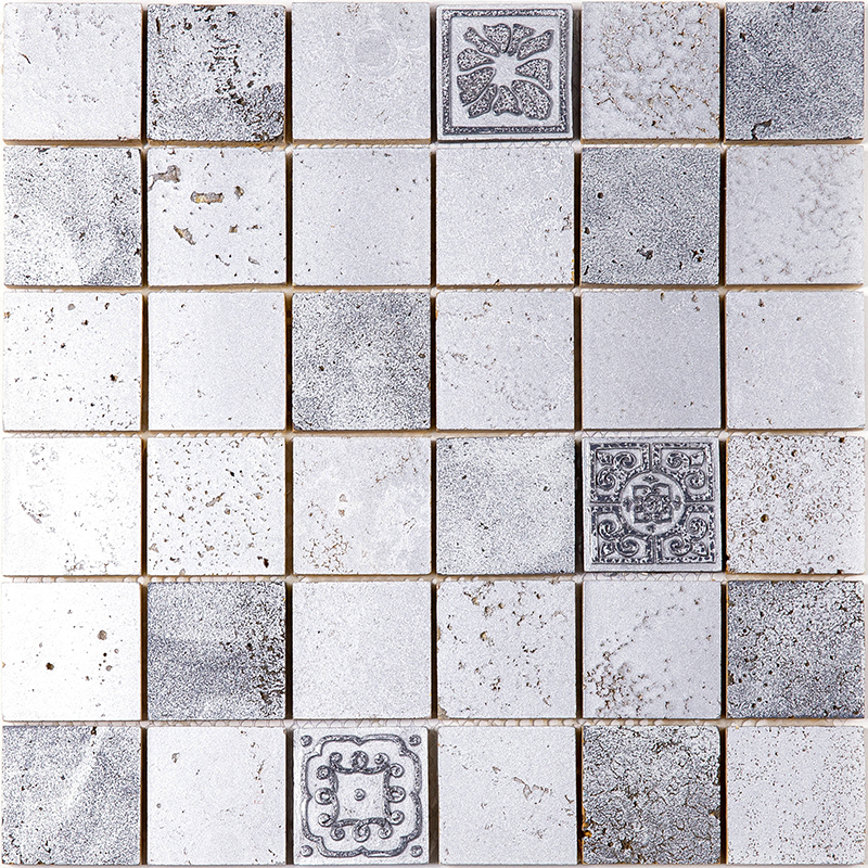Изображение товара Декоративная мозаика Skalini Platinum 30.5x30.5см мрамор серый глянцевая