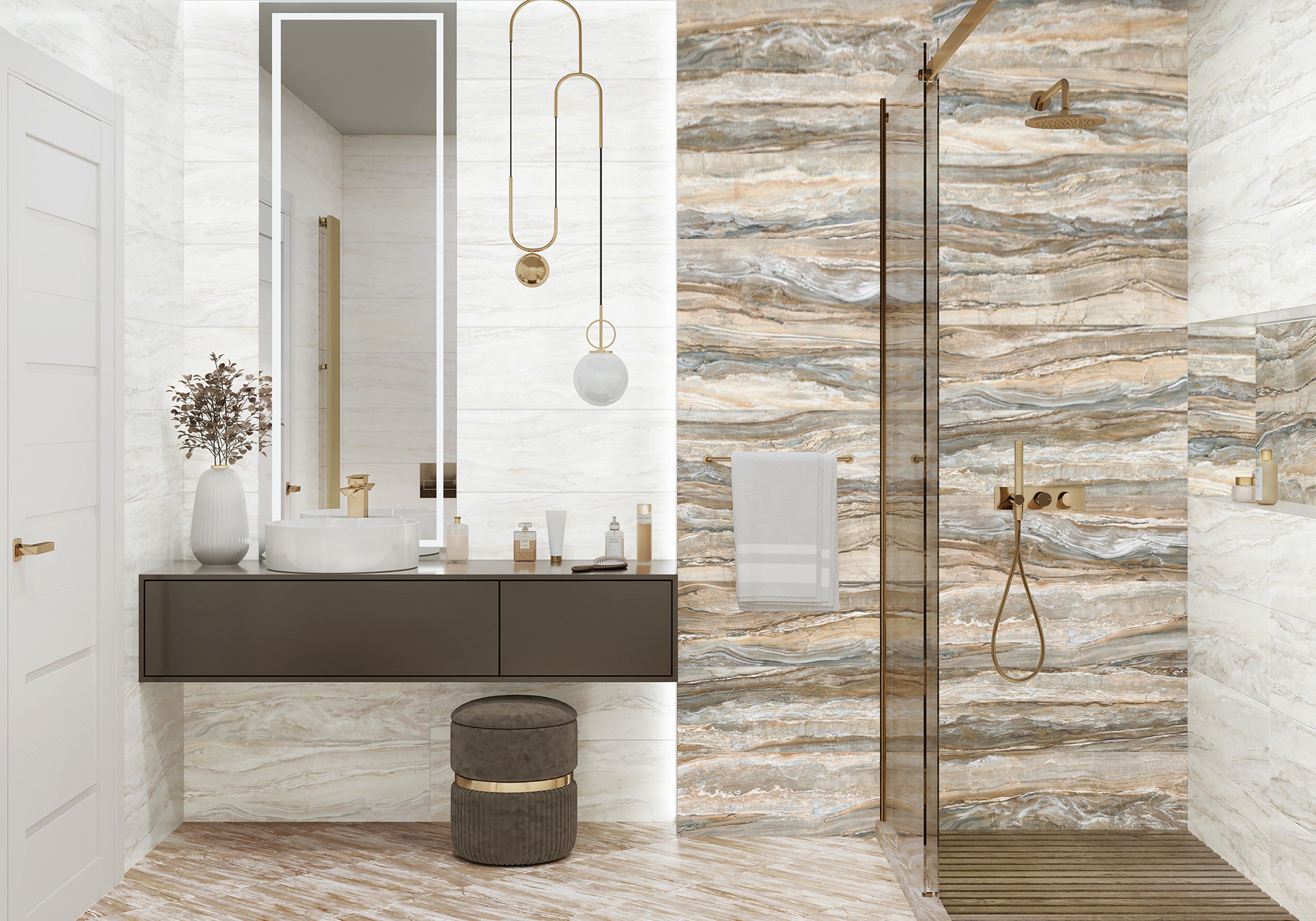 Изображение товара Настенная глянцевая плитка DELACORA Colorstone Dark 246x740 мм для интерьера