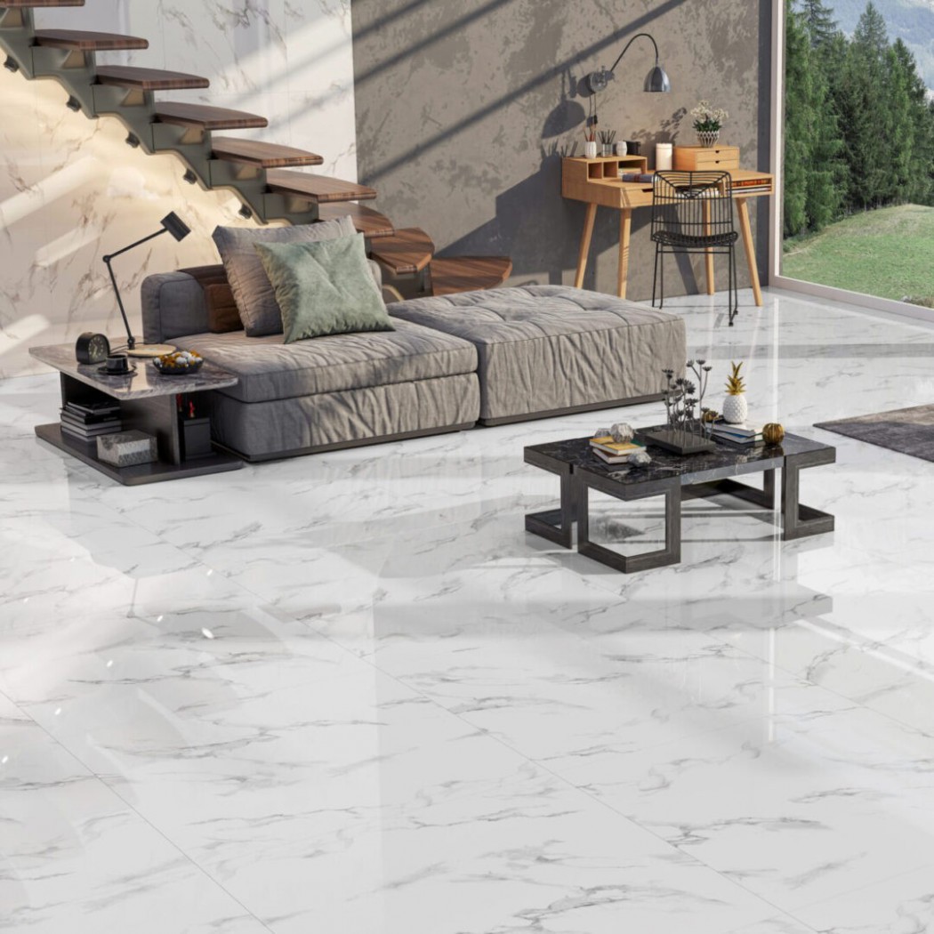 Изображение товара Керамогранит Pars Tile Katalan White полированный 80x80 см 1.92 м2 цвет белый, цена за упаковку