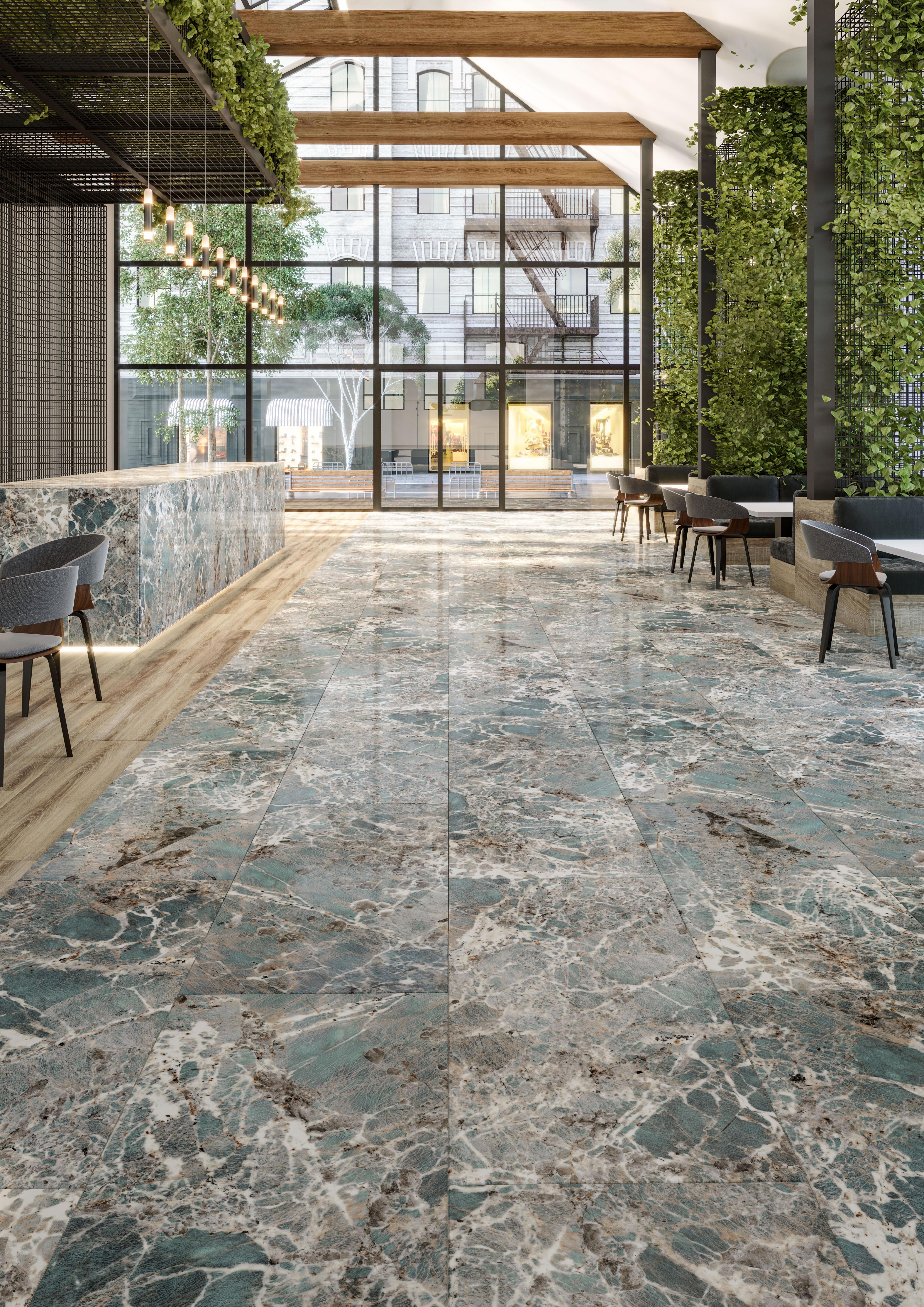 Изображение товара Керамогранит QUA Firoza 60x120x0.9 см зеленый мраморный для пола и стен