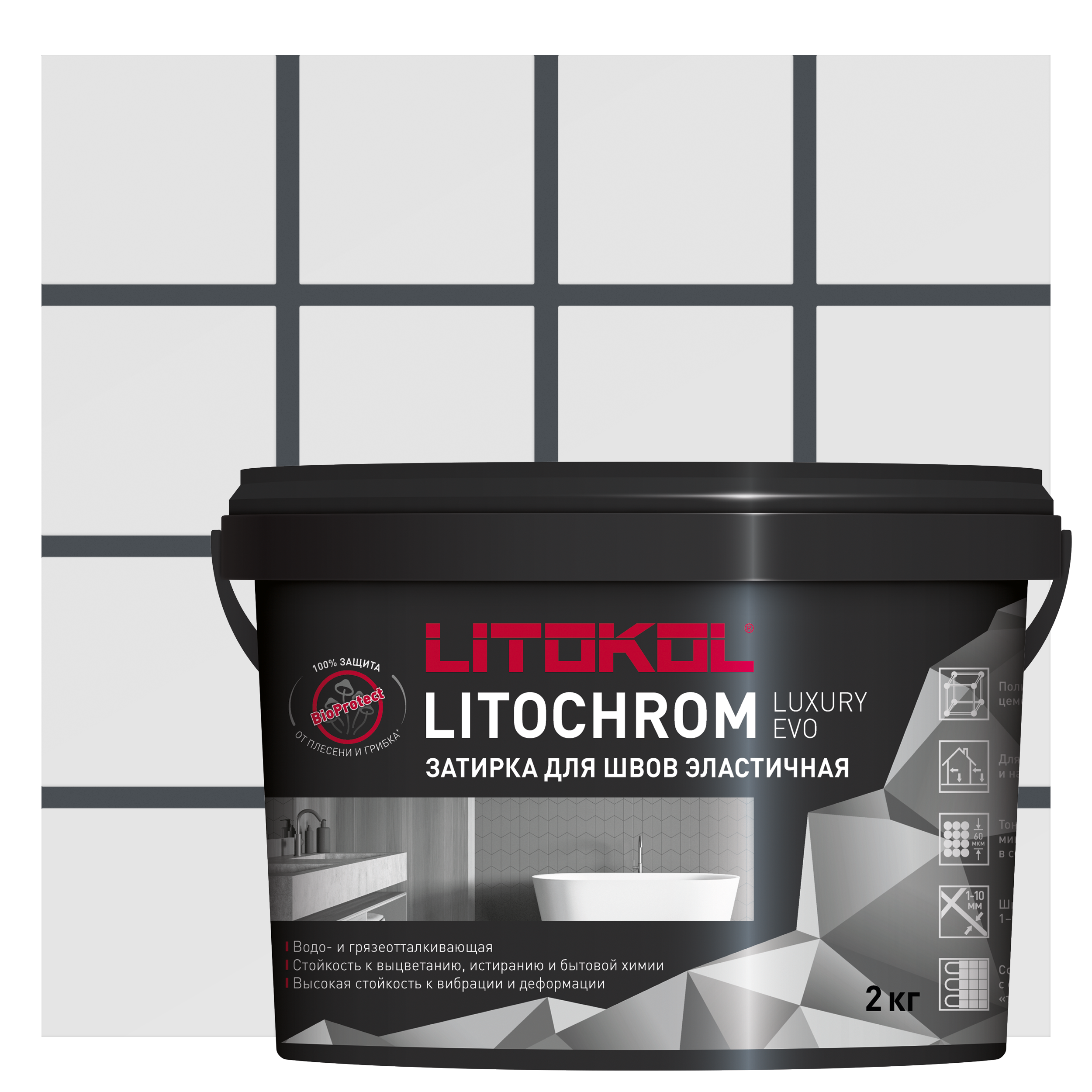 Изображение товара Цементно-полимерная затирка Litokol Litochrom Luxury Evo 1-10 мокрый асфальт 2 кг