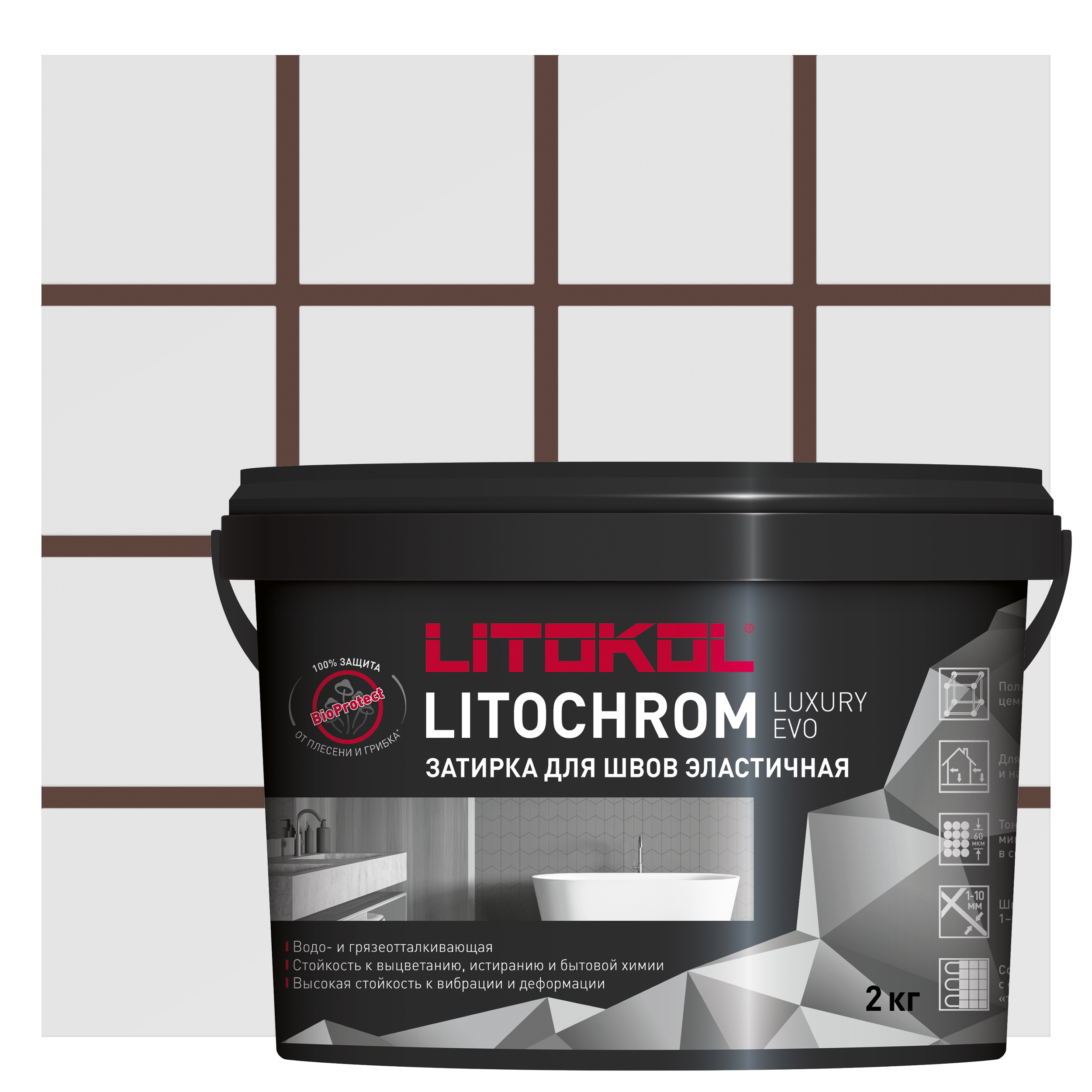 Изображение товара Затирка цементно-полимерная Litokol Litochrom Luxury Evo 1-10 LLE.245 горький шоколад 2 кг