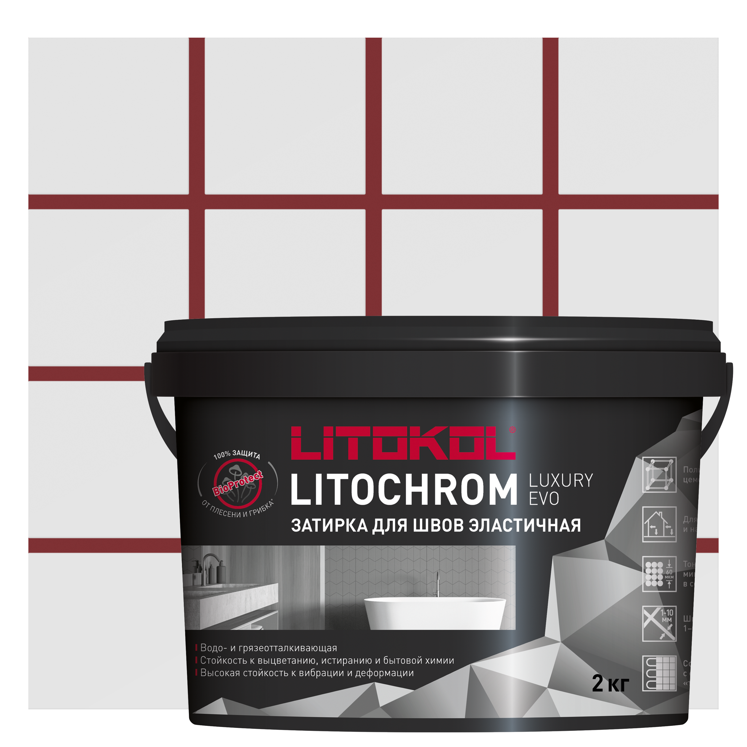 Изображение товара Цементно-полимерная затирка Litokol Litochrom Luxury Evo 1-10 Гранат 2 кг