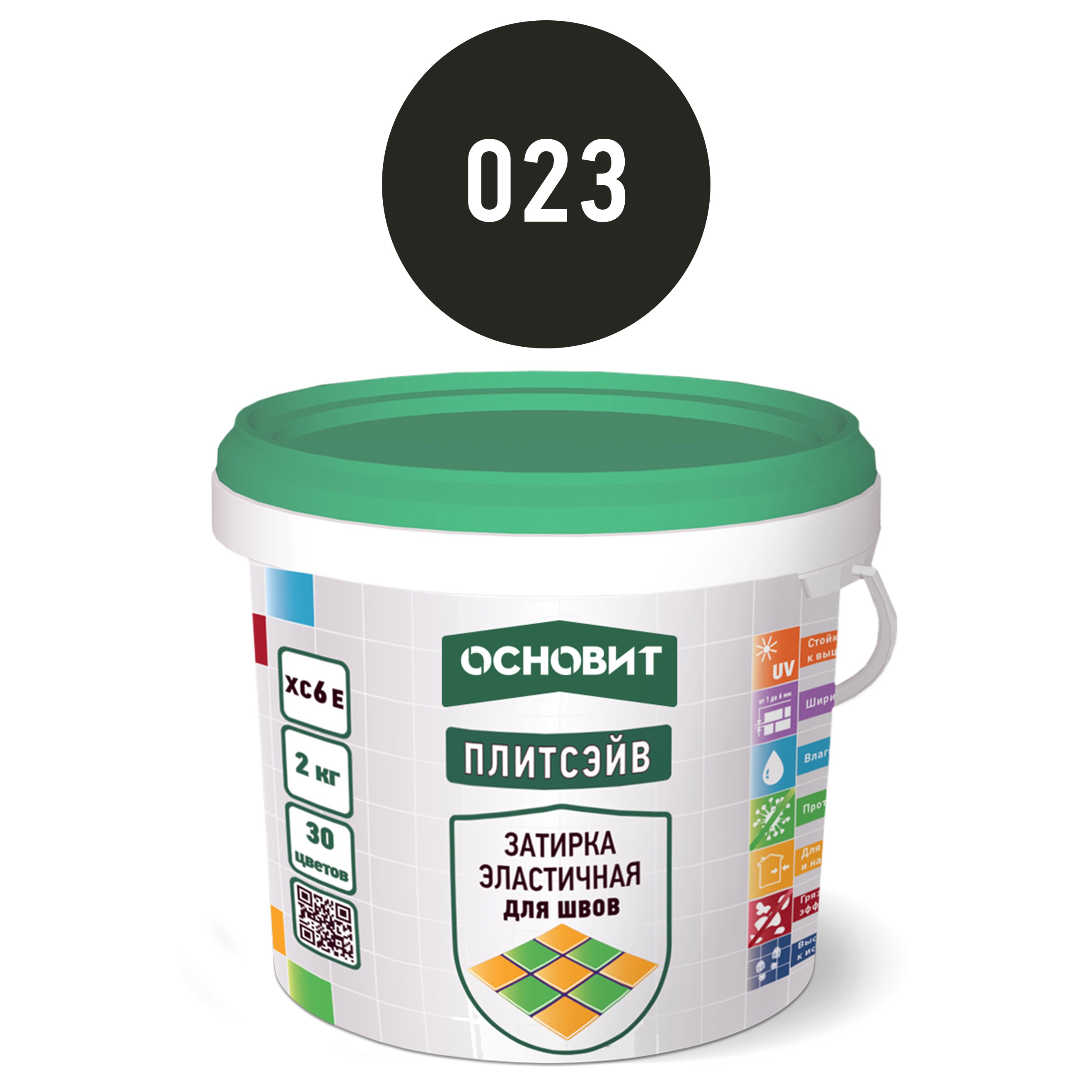 Изображение товара Цементная затирка для плитки Основит Плитсэйв XC6 E 2кг графит