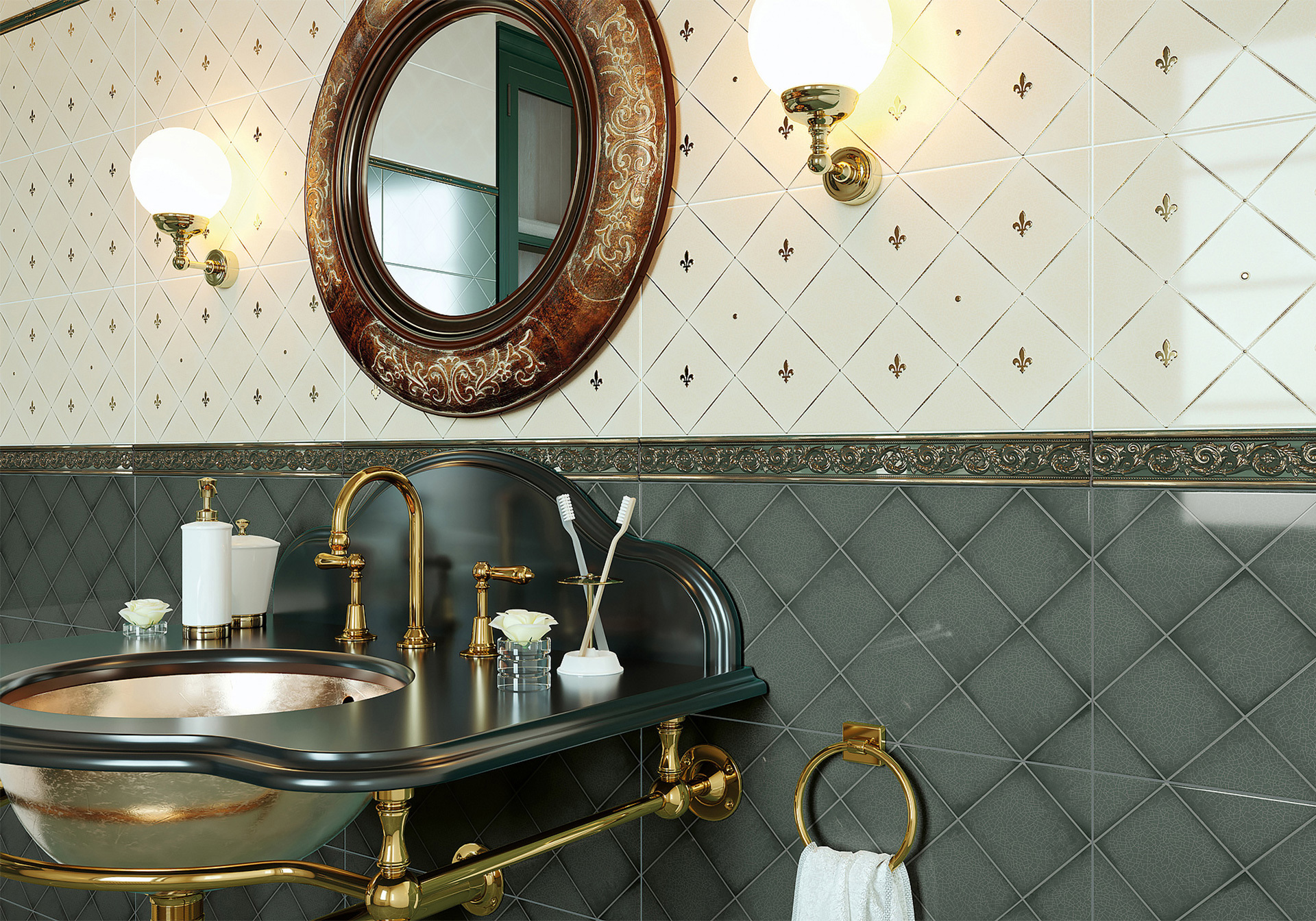 Изображение товара Керамогранит New Trend Adele Verde 41x41 см зеленый глянцевый для стен и пола