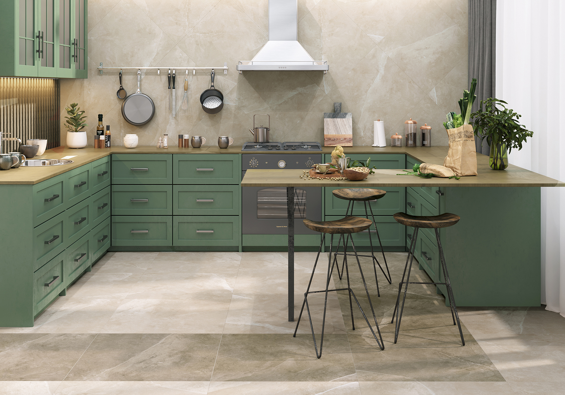 Изображение товара Керамогранит Alma ceramica GFA57BST04R 57x57 см бежевый мраморный эффект