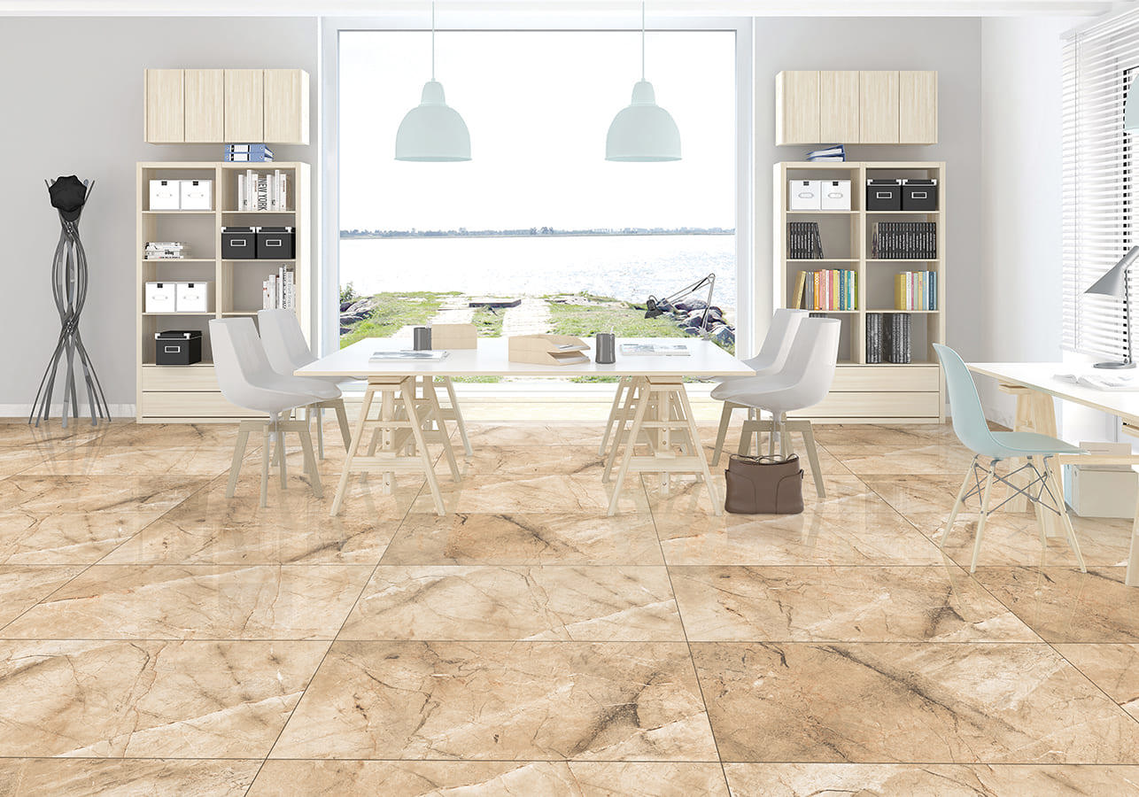 Изображение товара Керамогранит Primavera LR201 60x120 см, бежевый, модульный, гланц/мат, мраморный эффект