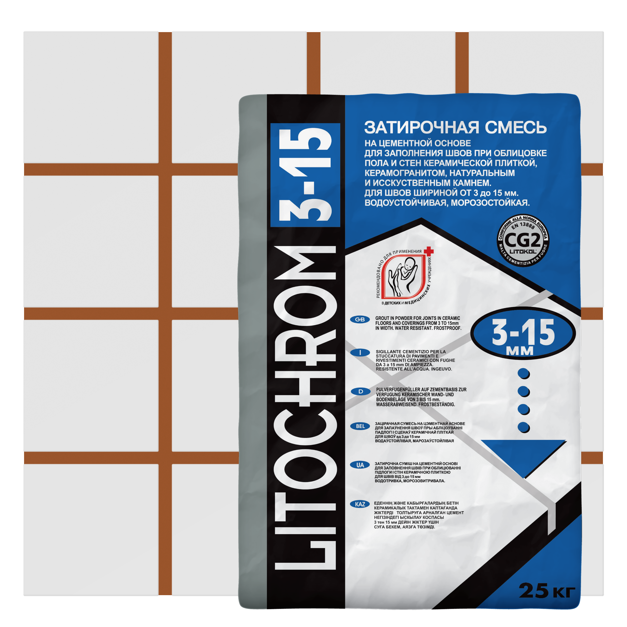 Изображение товара Затирка цементная Litokol Litochrom 3-15 C.90 цвет красно-коричневый 25 кг