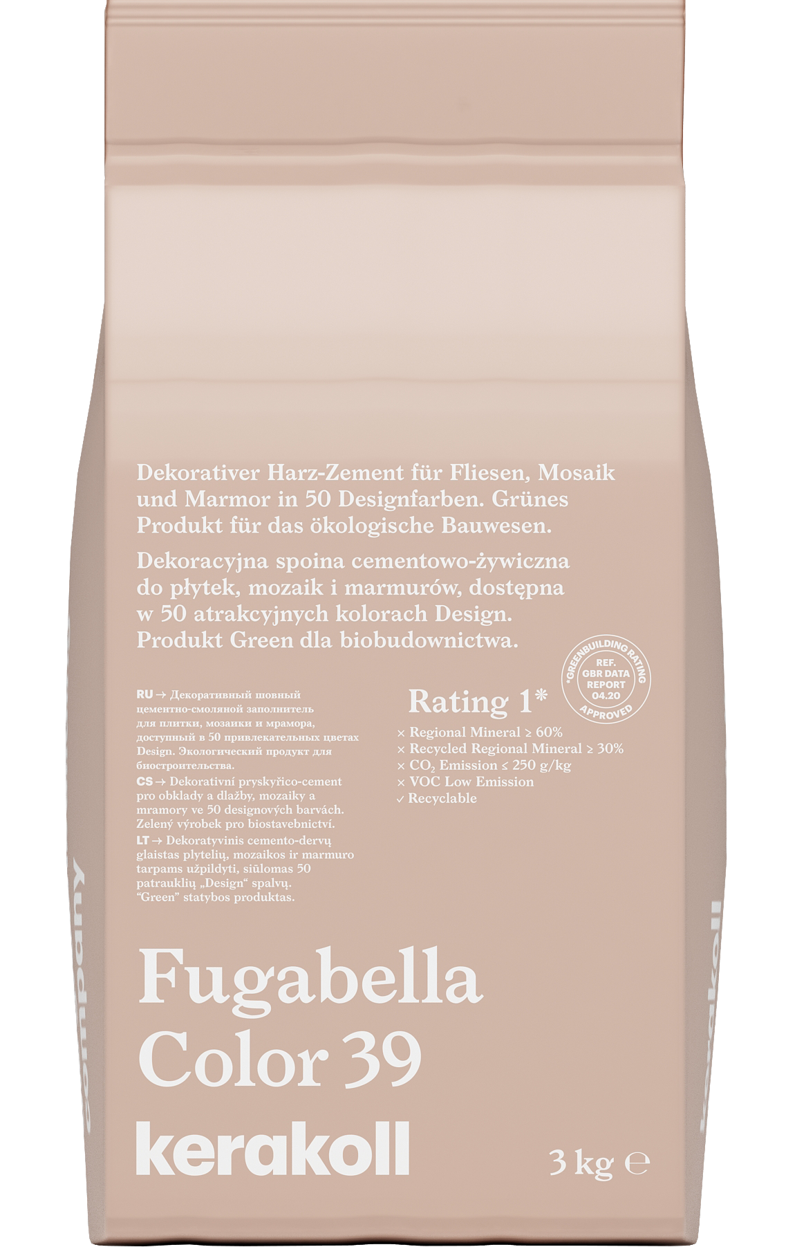 Изображение товара Затирка гибридная Kerakoll Fugabella Color Цвет 39 Пыльная роза 3 кг