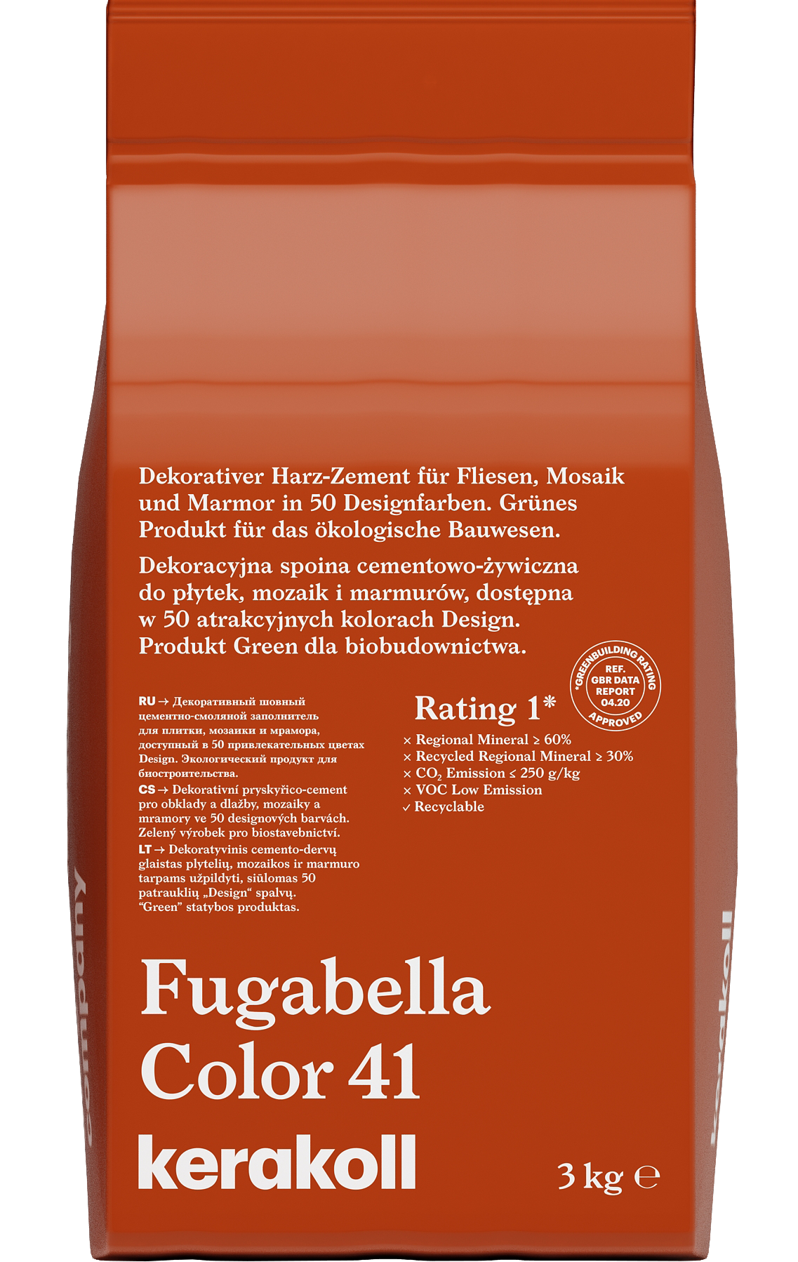 Изображение товара Гибридная затирка Kerakoll Fugabella Color 41 Красно-коричневый 3 кг