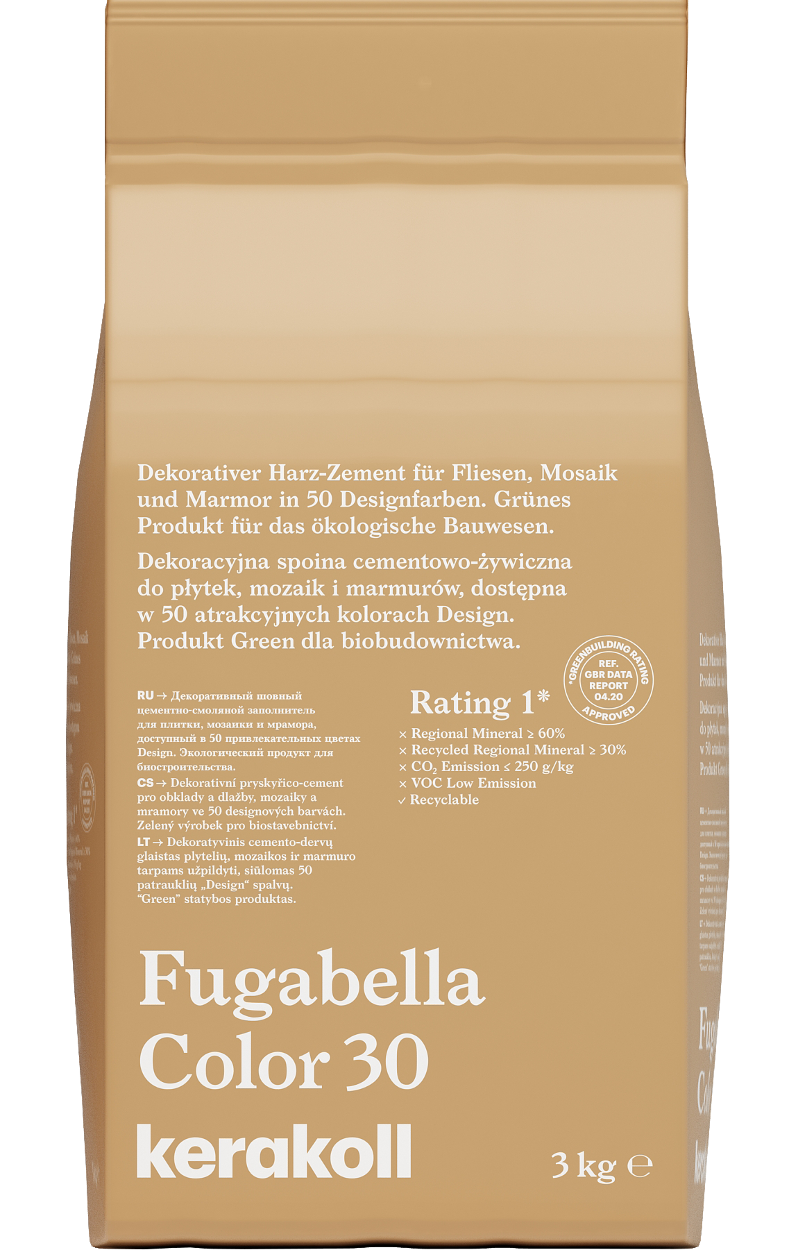 Изображение товара Гибридная затирка Kerakoll Fugabella Color цвет 30 Бежевый 3 кг для швов плитки