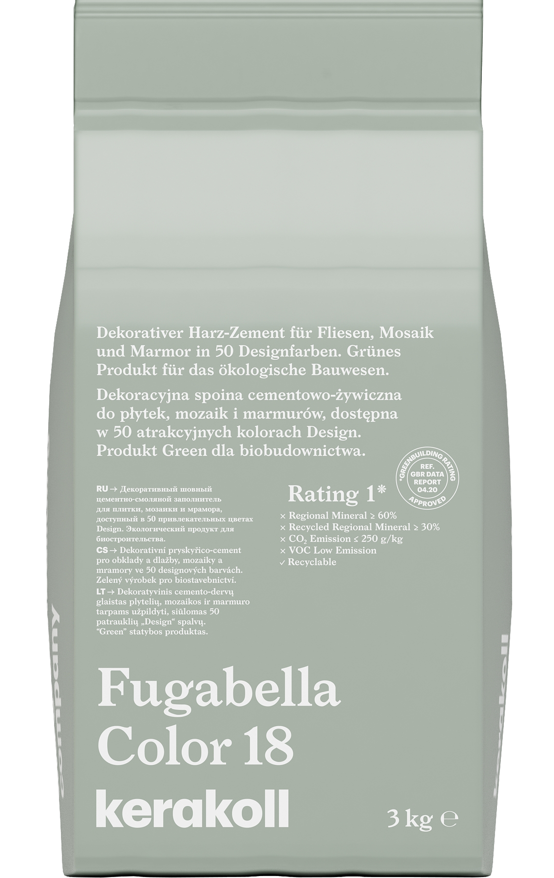 Затирка гибридная Kerakoll Fugabella Color Цвет 18 Серо-зеленый 3 кг ️ ...