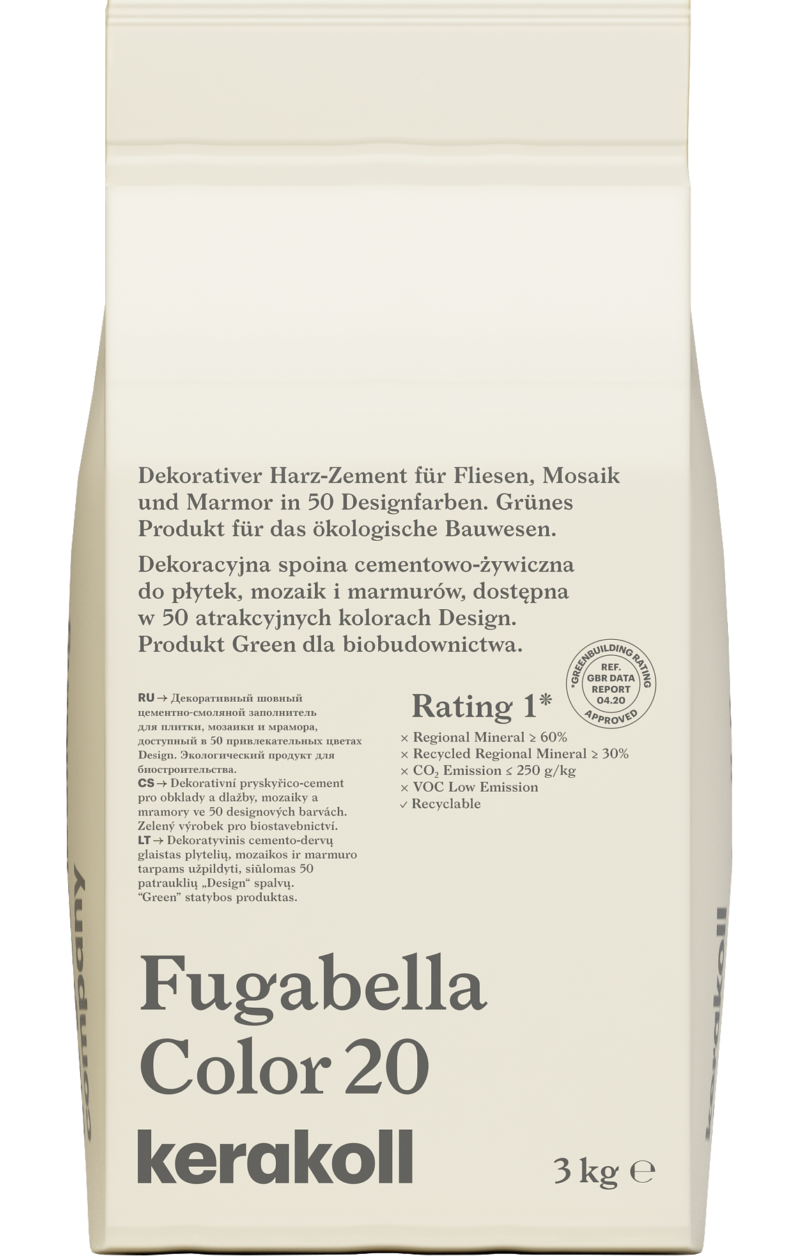 Изображение товара Гибридная затирка Kerakoll Fugabella Color 20 Молочно-белый 3 кг