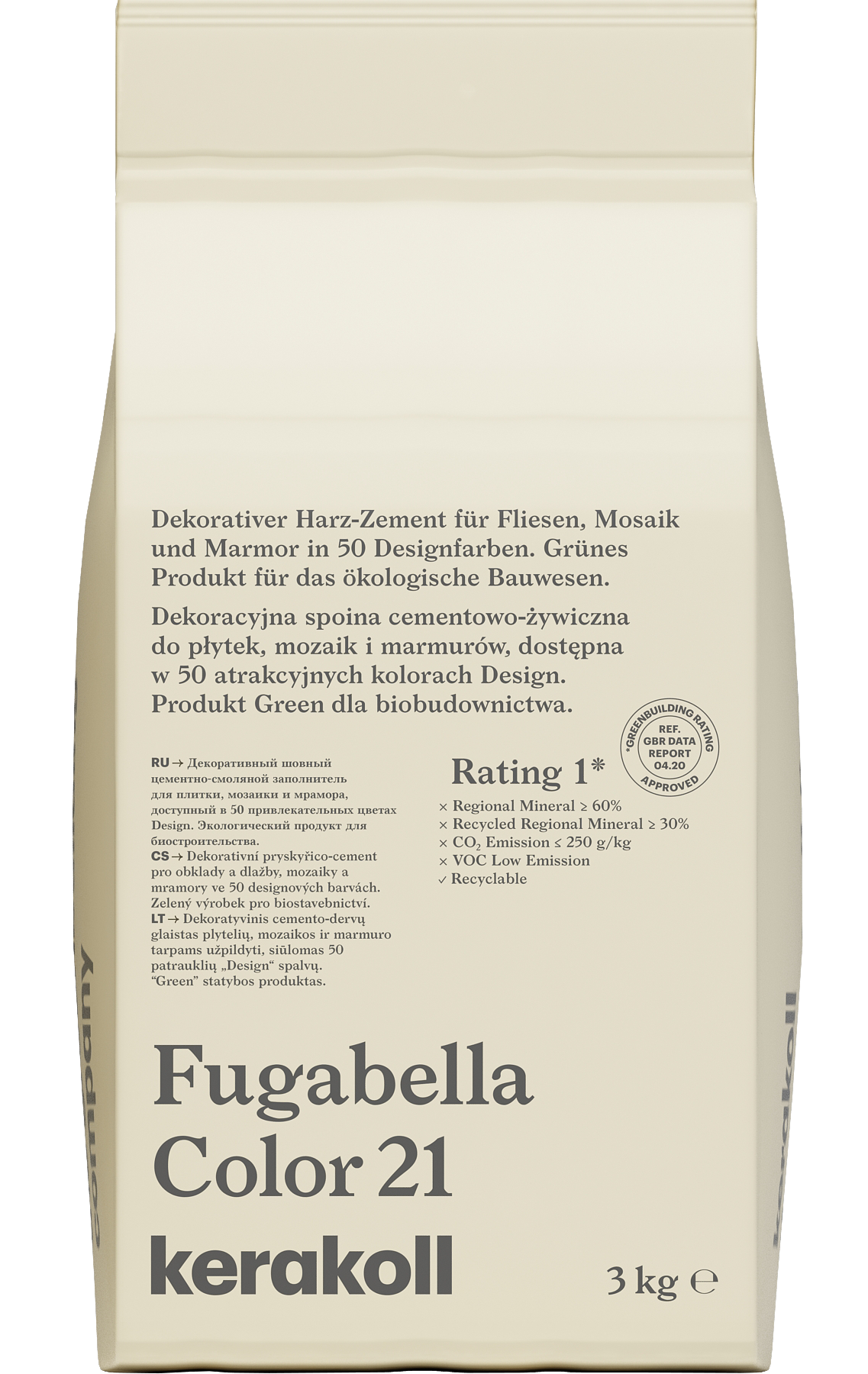 Изображение товара Затирка гибридная Kerakoll Fugabella Color Цвет 21 Молочный 3 кг