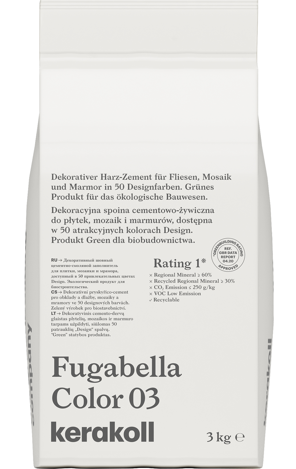 Изображение товара Затирка гибридная Kerakoll Fugabella Color Цвет 03 Серо-белый 3 кг