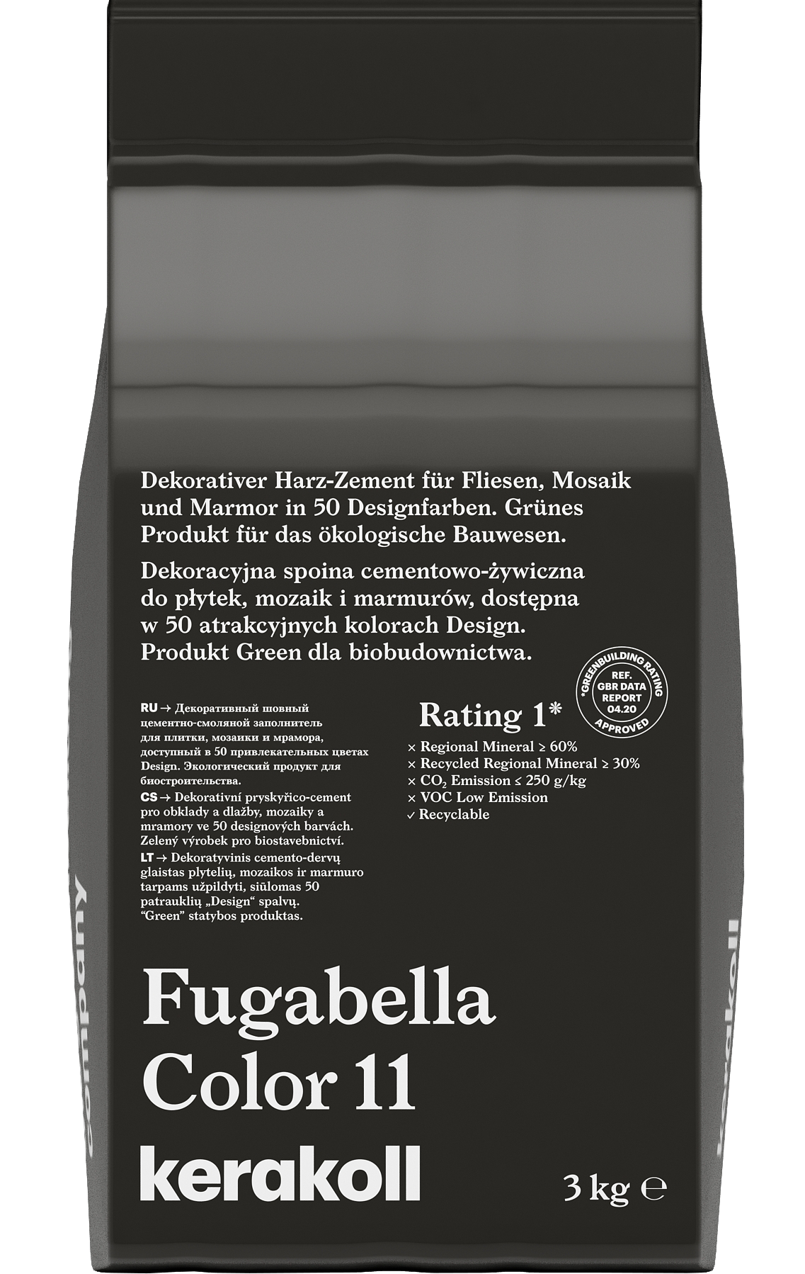 Изображение товара Затирка гибридная Kerakoll Fugabella Color 11 Графит 3 кг для швов от 0 до 20 мм