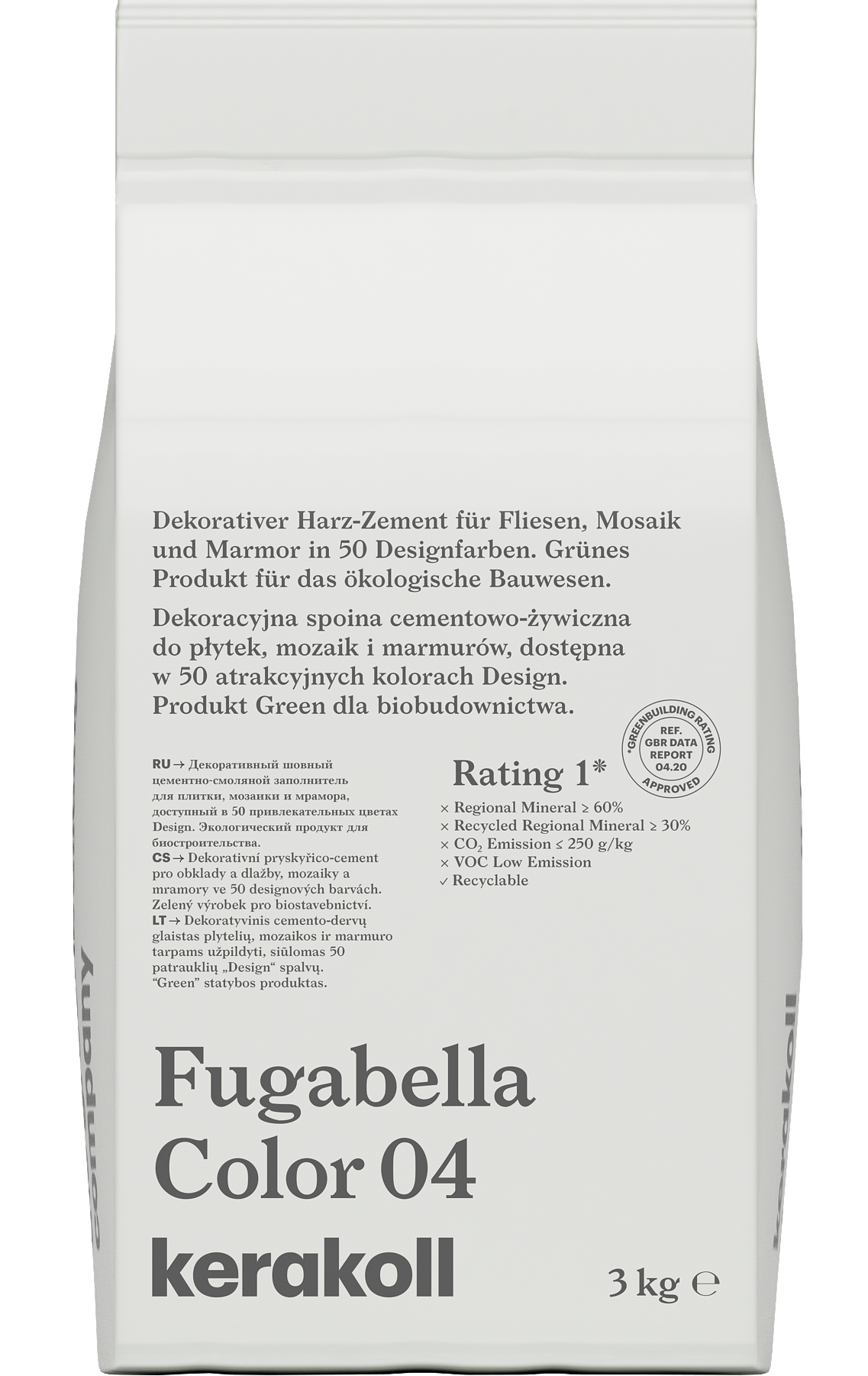 Изображение товара Гибридная затирка Kerakoll Fugabella Color 04 Бело-серый, 3 кг - высокая прочность и эластичность