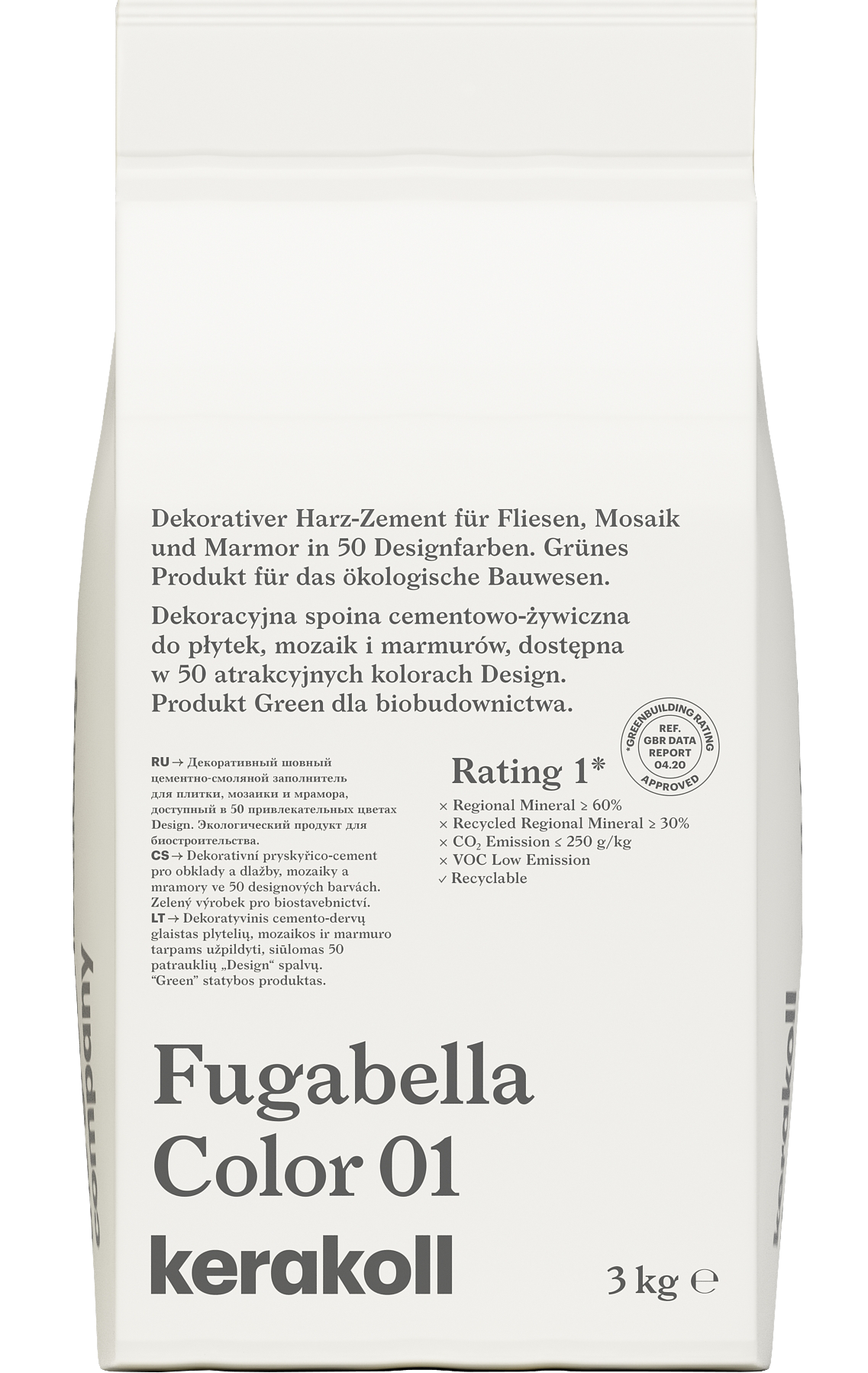 Изображение товара Затирка гибридная Kerakoll Fugabella Color 01 Снежно-белый 3 кг для швов, внутри и снаружи