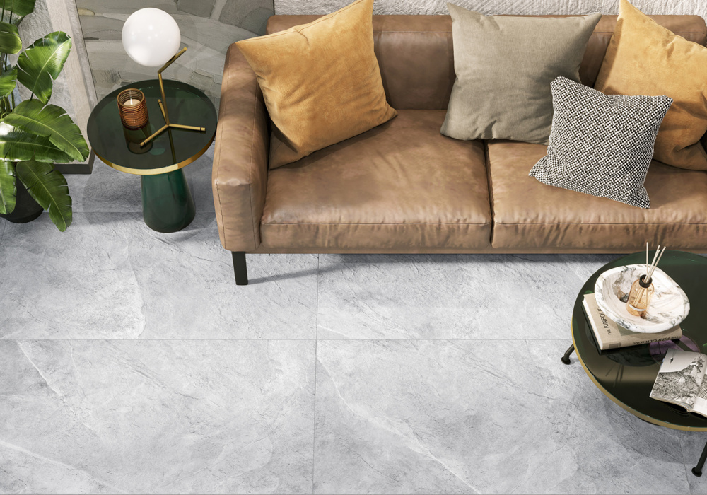 Изображение товара Керамогранит Alma Ceramica Basalto sugar-эффект 114x57 см светло-серый