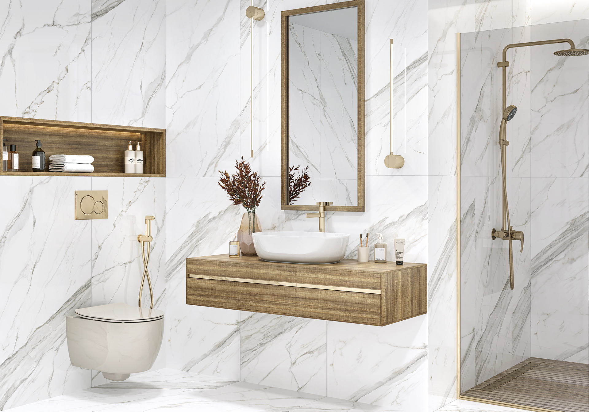 Изображение товара Керамогранит Twilight Calacatta 600x1200 мм белый глянцевый ректифицированный