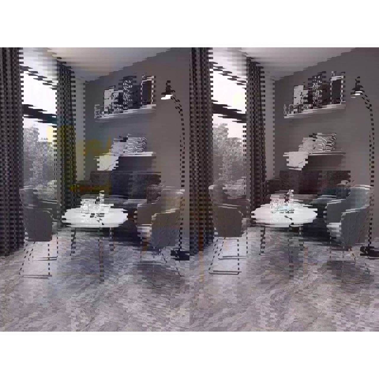 Изображение товара Керамогранит Steppe ceramics Volterra Grey 60x60 см серый эффект камня