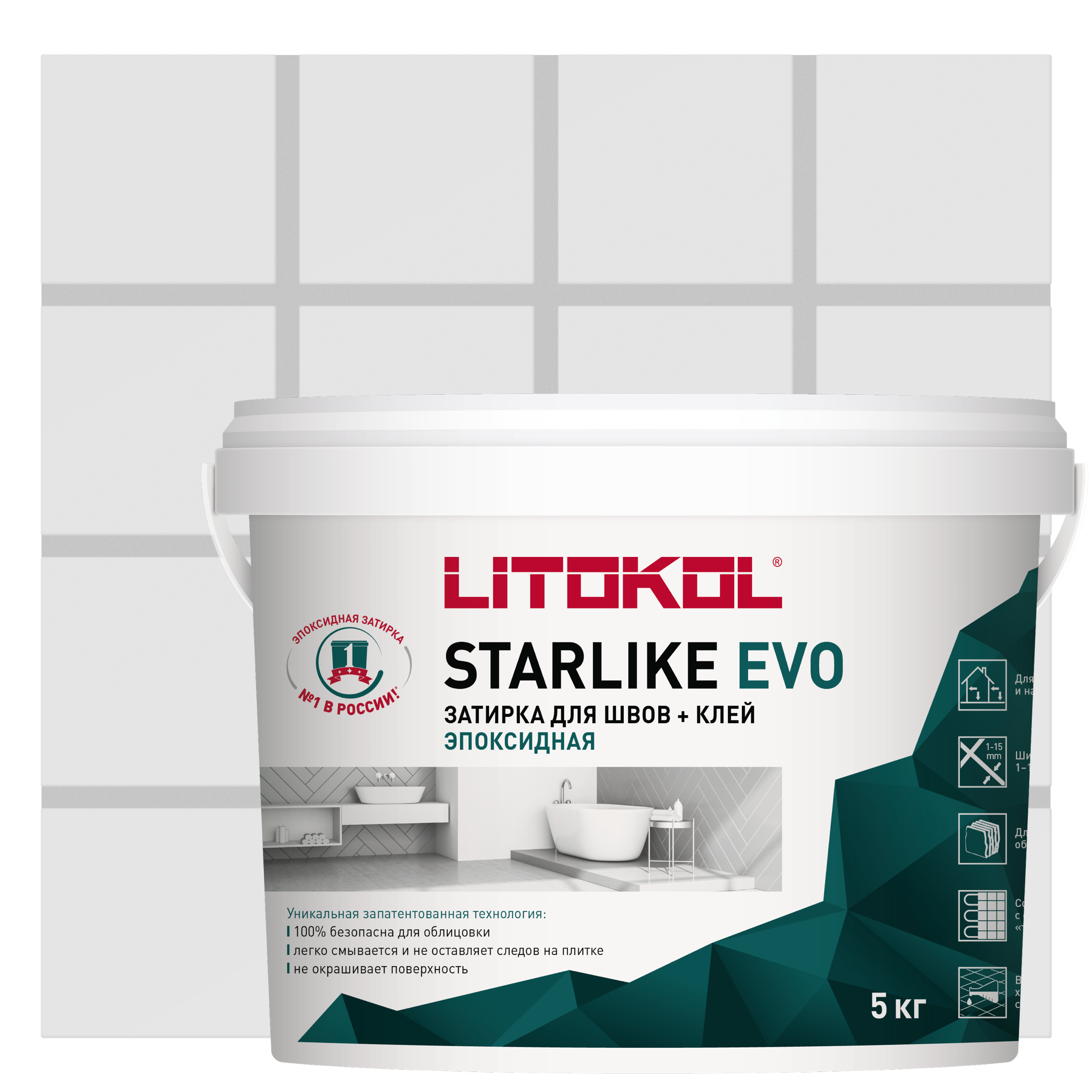 Изображение товара Эпоксидная затирка Litokol Starlike Evo S.105 Bianco Titanio 5.3 кг для внутренних и наружных работ