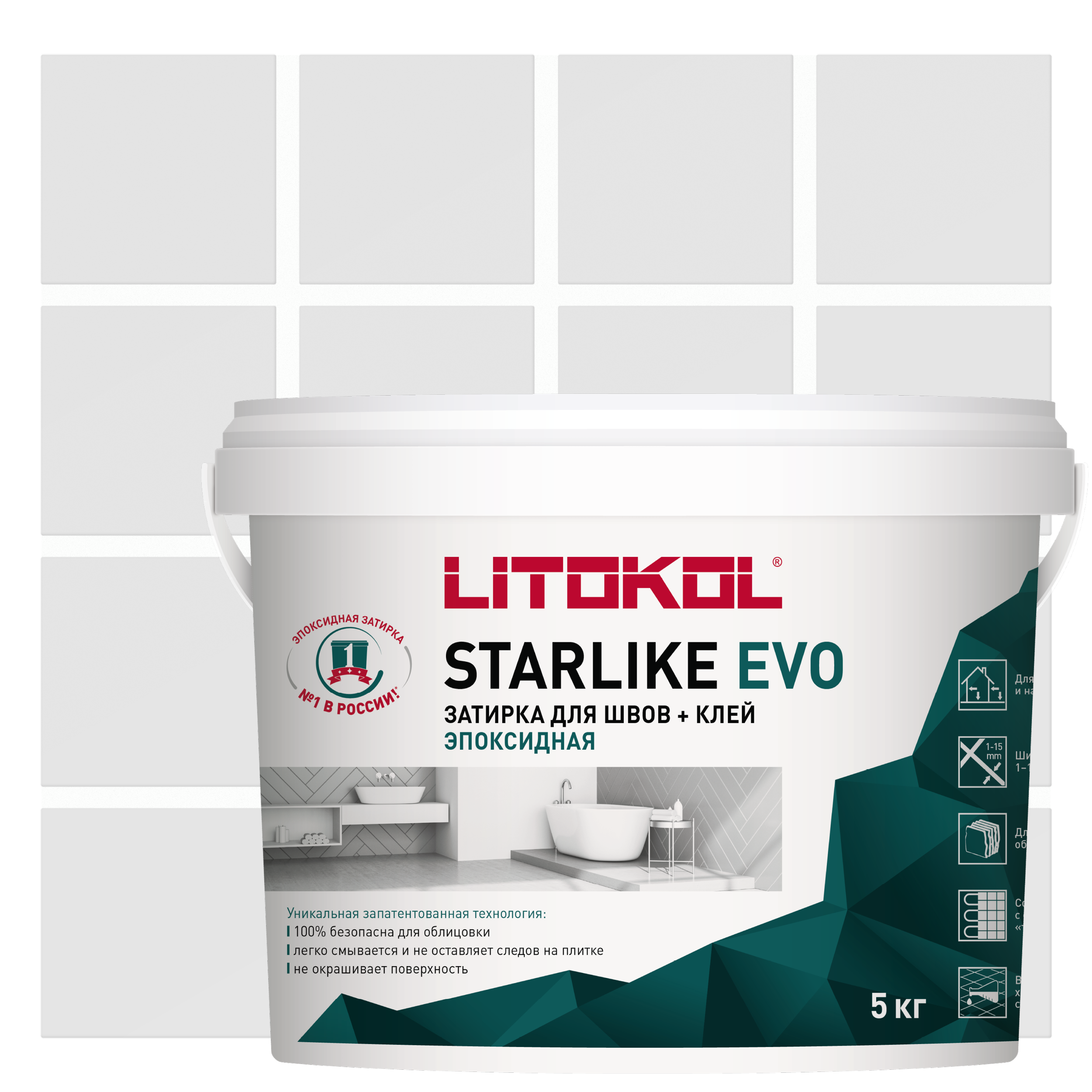 Изображение товара Затирка Litokol L0485110004 Starlike Evo S.100 Bianco Assoluto 5.30кг