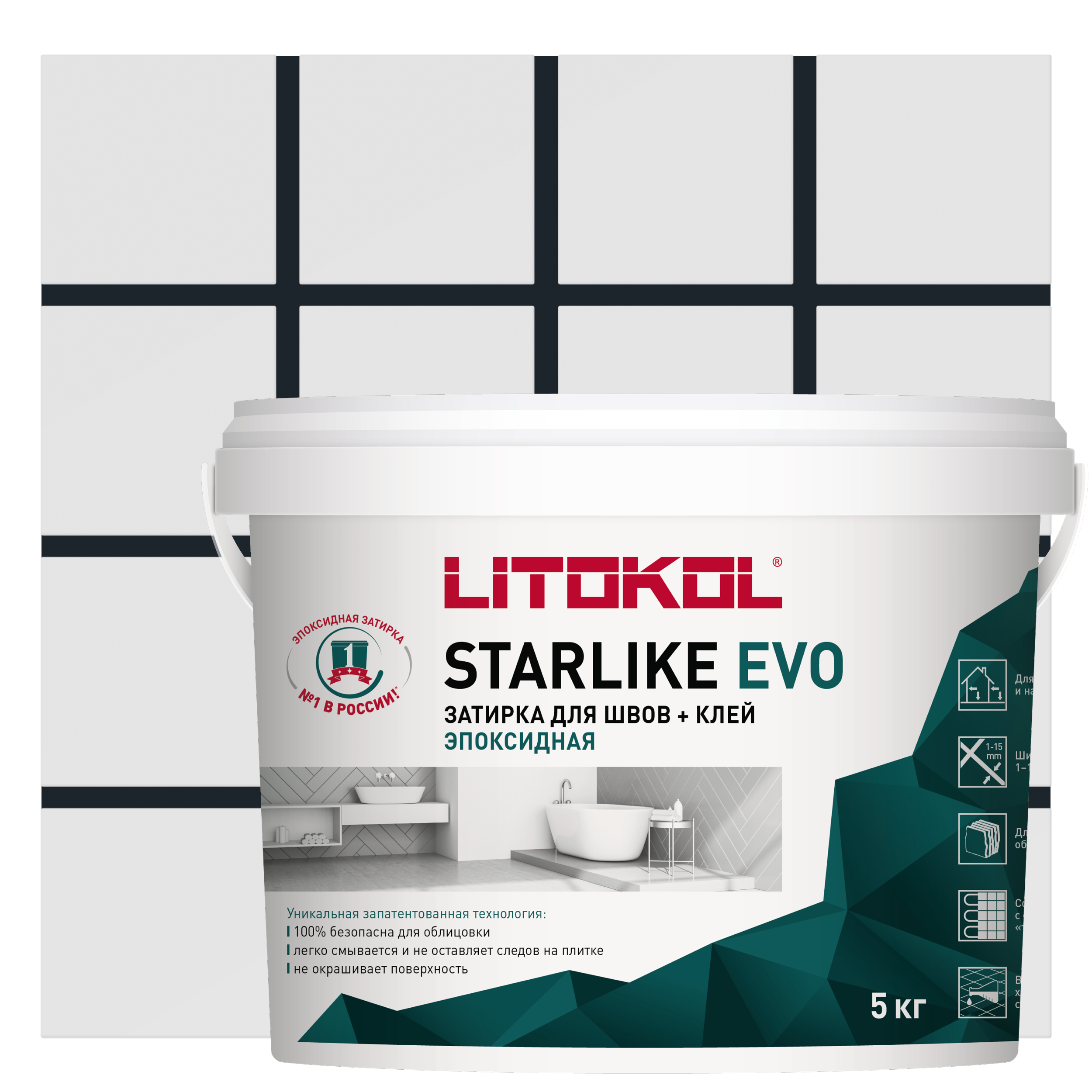 Изображение товара Затирка для межплиточных швов Epоксидная Litokol Starlike Evo S.145 Nero Carbonio 5.3 кг