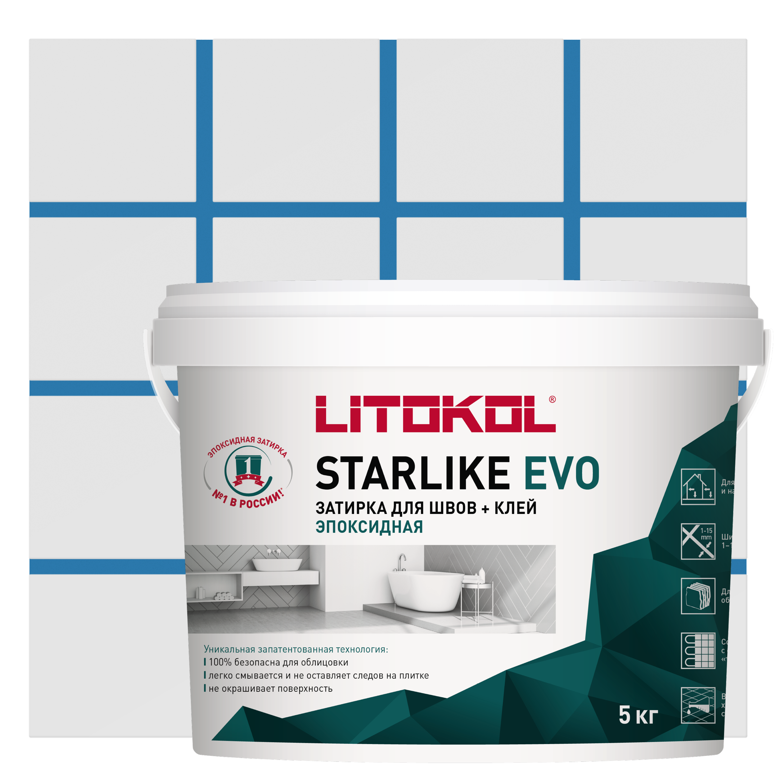 Изображение товара Затирка Epoxy Litokol Starlike Evo S.340 Blu Denim 5.3 кг для внутренних и наружных работ