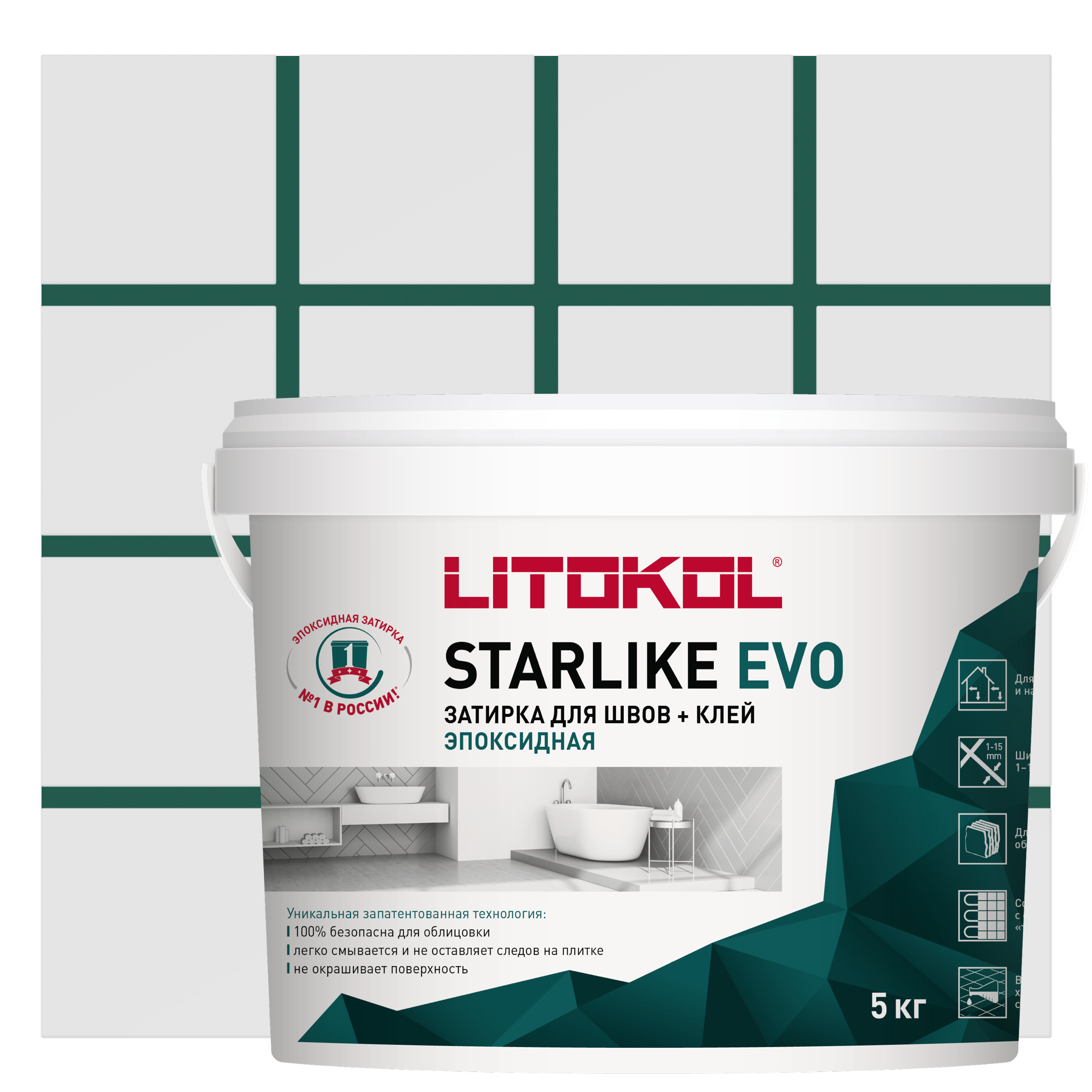 Изображение товара Эпоксидная затирка и клей Litokol Starlike Evo S.430 Verde Pino 5.3 кг