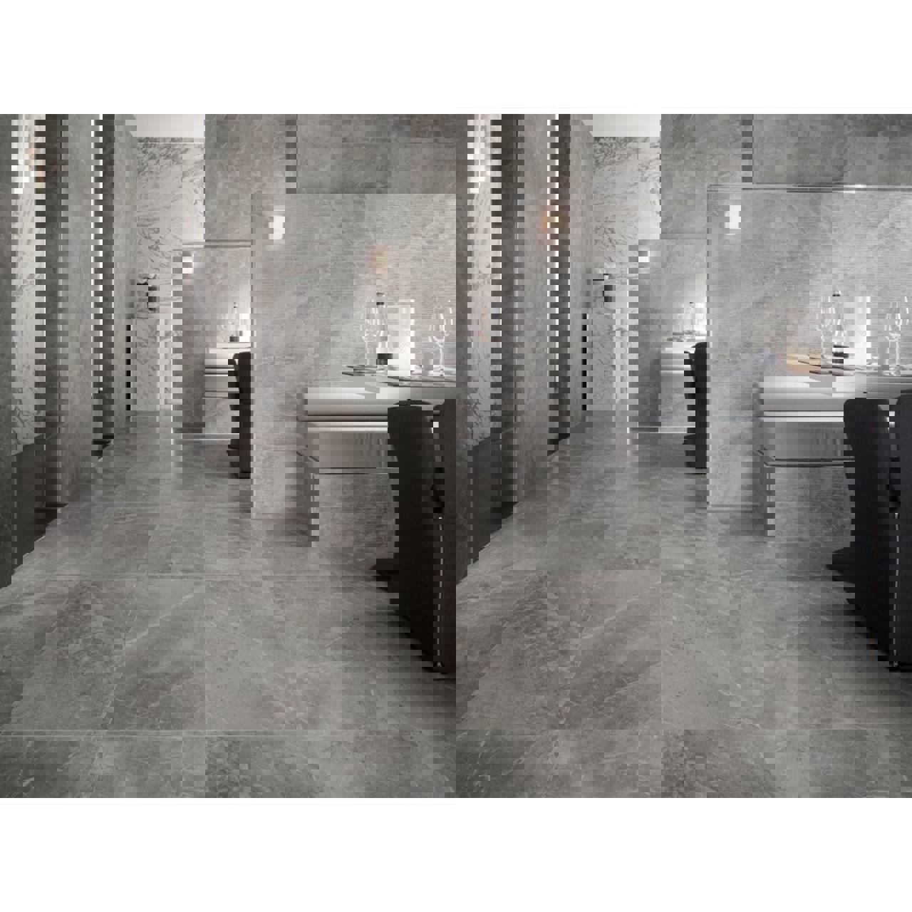 Изображение товара Керамогранит Pulpis Grey 60x60 см для пола и стен с эффектом мрамора