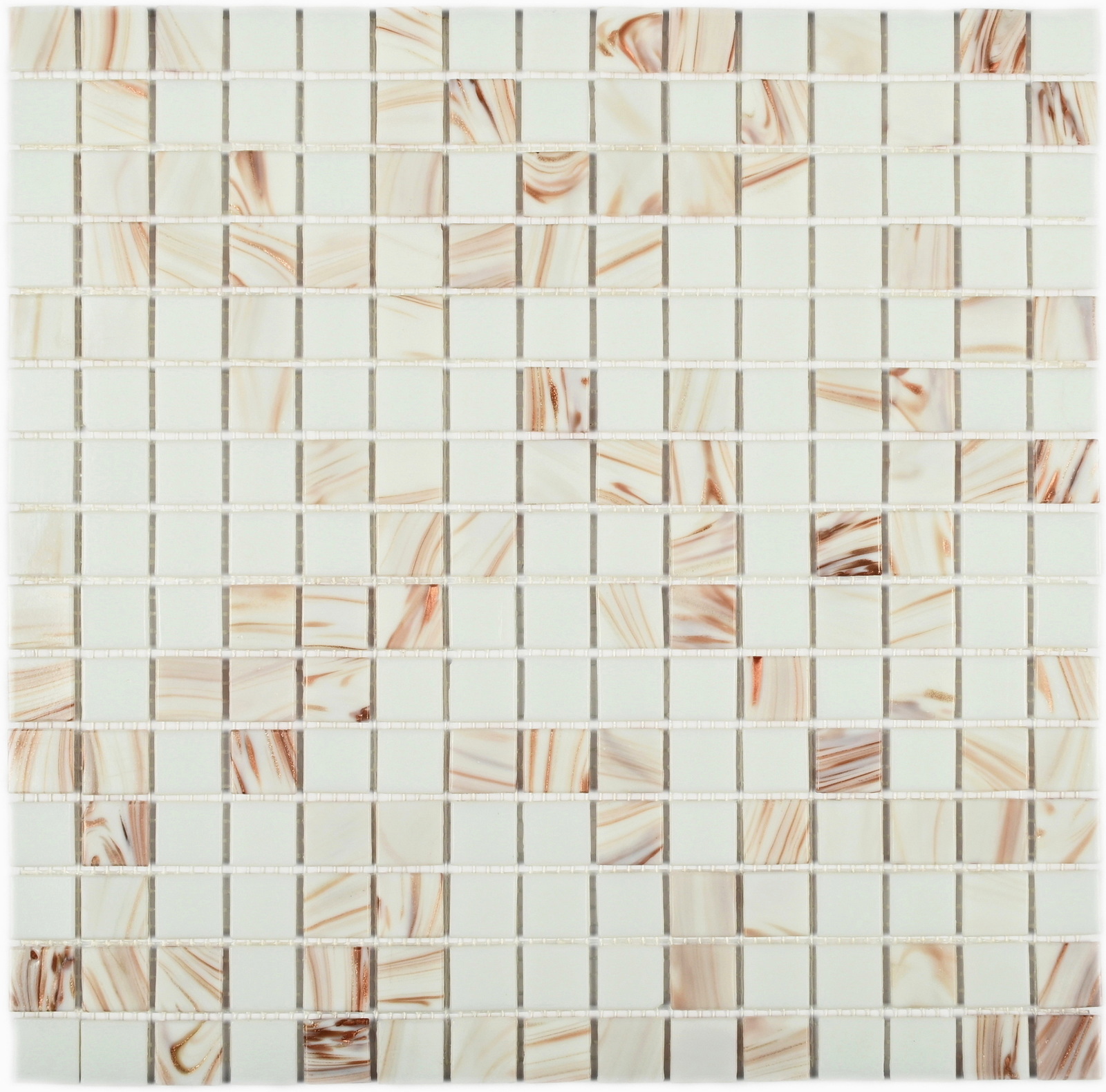 Изображение товара Мозаика Агат Diva 4 стекло 32.7x32.7см белый с авантюрином водостойкая