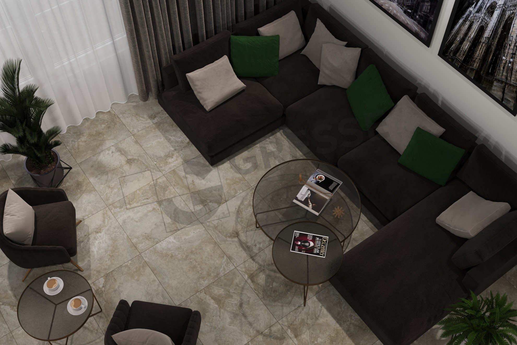 Изображение товара Керамогранит Gresse Petra 60x60 бежевый глазурованный противоскользящий