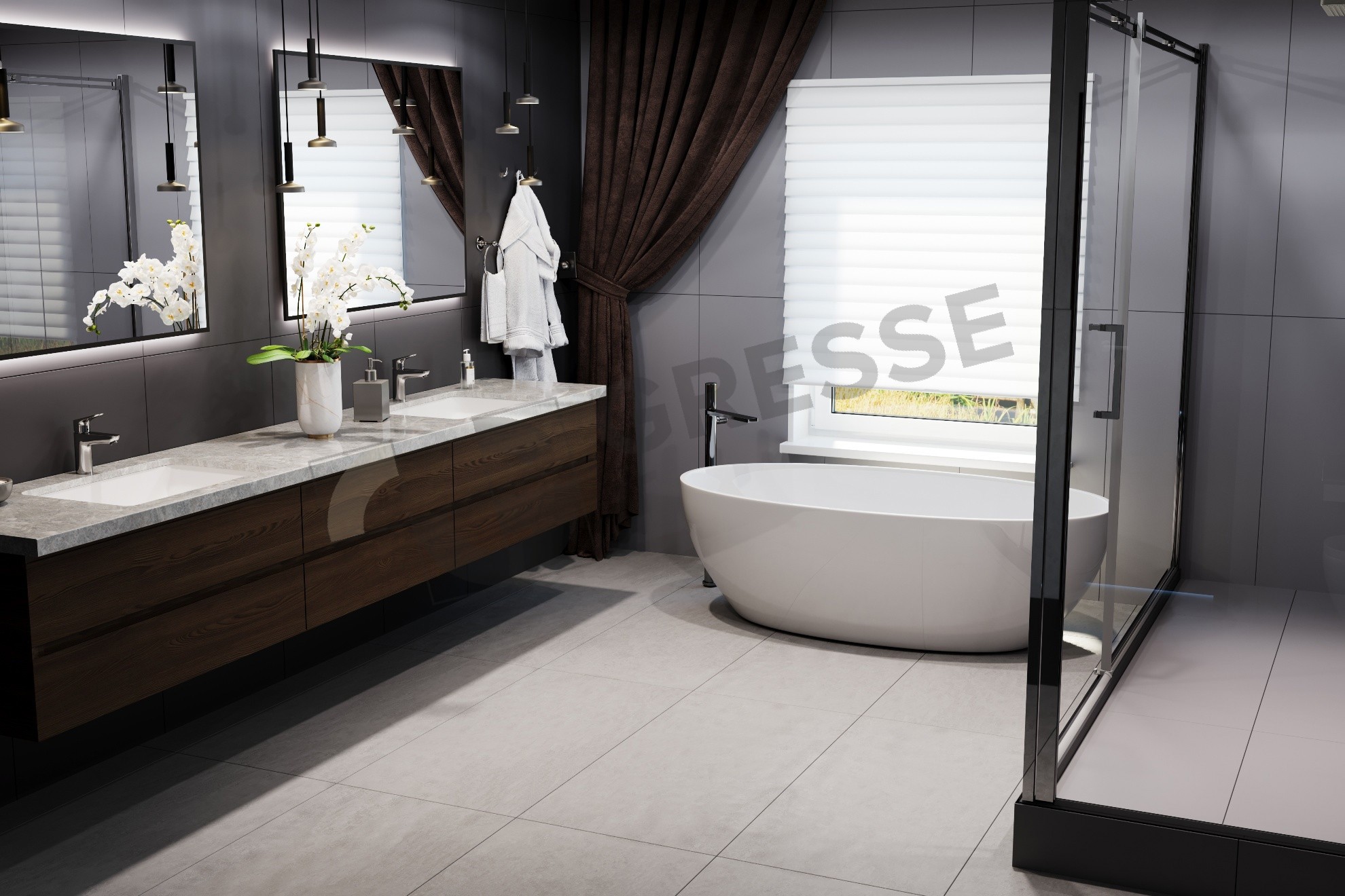 Изображение товара Керамогранит Gresse Sigiriya 60x60 см глазурованный бетон серый