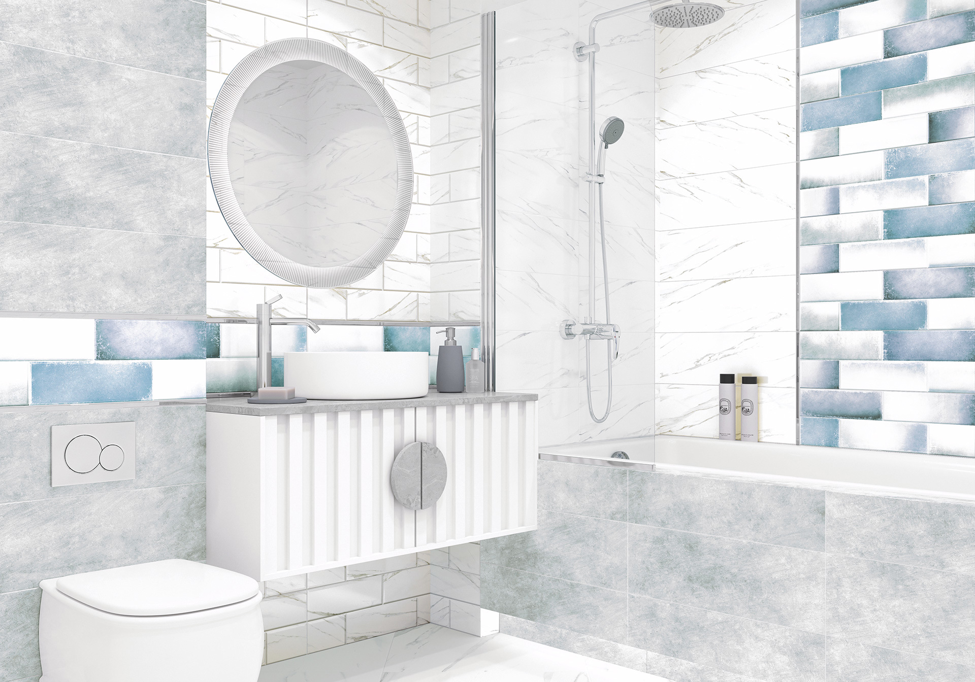 Изображение товара Керамическая плитка Alma Ceramica New York 20x60 см глянцевая серого цвета