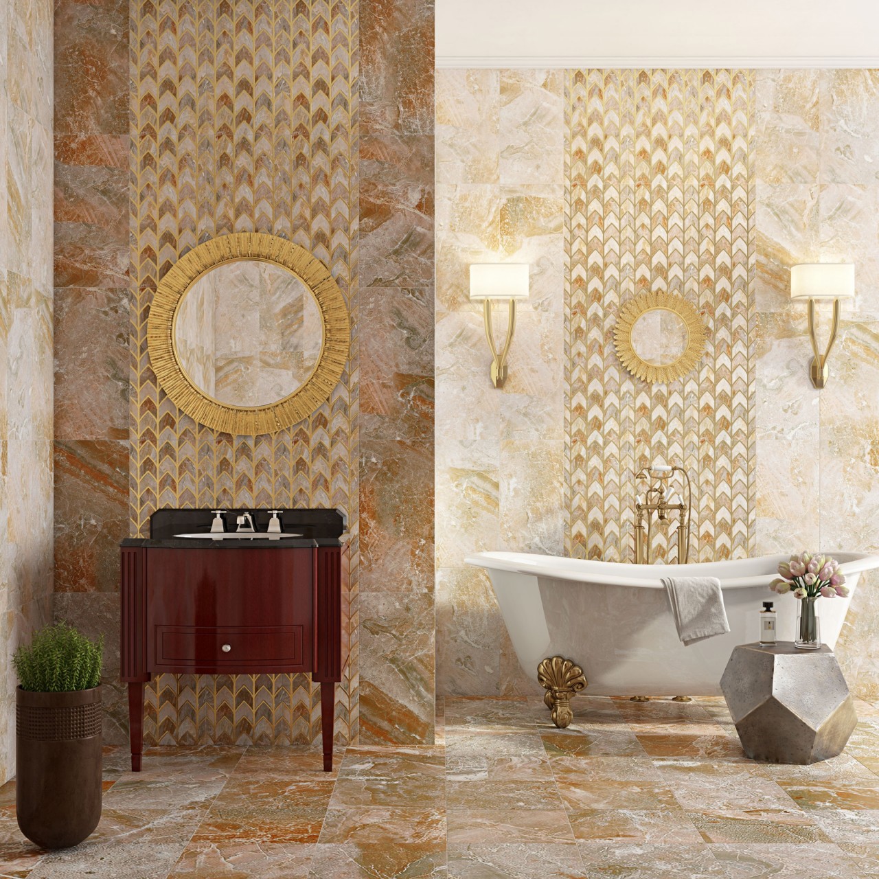 Изображение товара Настенная плитка Нефрит-Керамика Лия Мозаика 30x60 1.8 м2 цвет коричневый