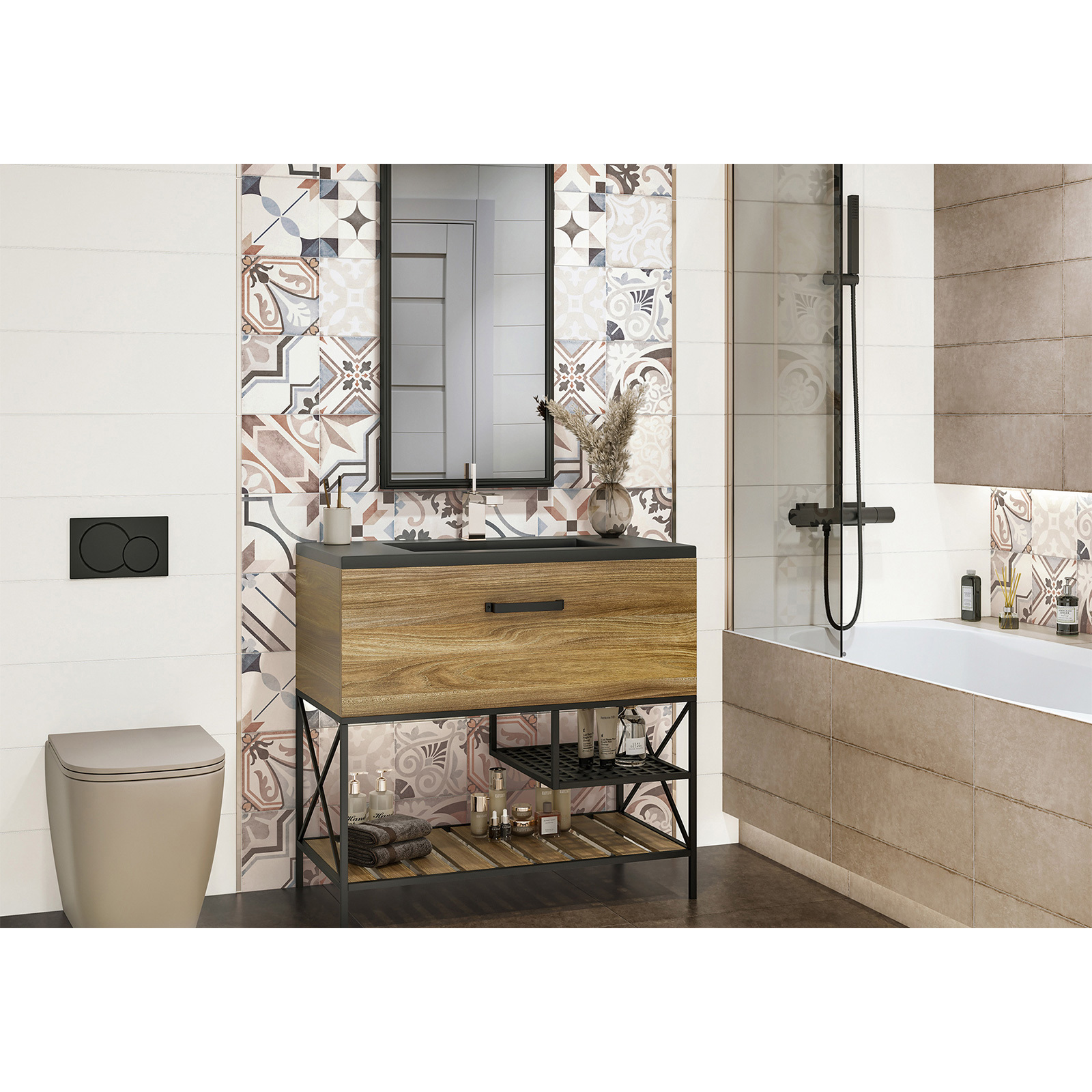 Изображение товара Керамическая плитка Alma Ceramica Costa Rica 20x60 см коричневая