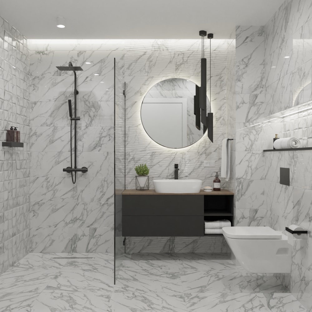 Изображение товара Настенная керамическая плитка Primavera GL03A 30x90см белая для интерьера