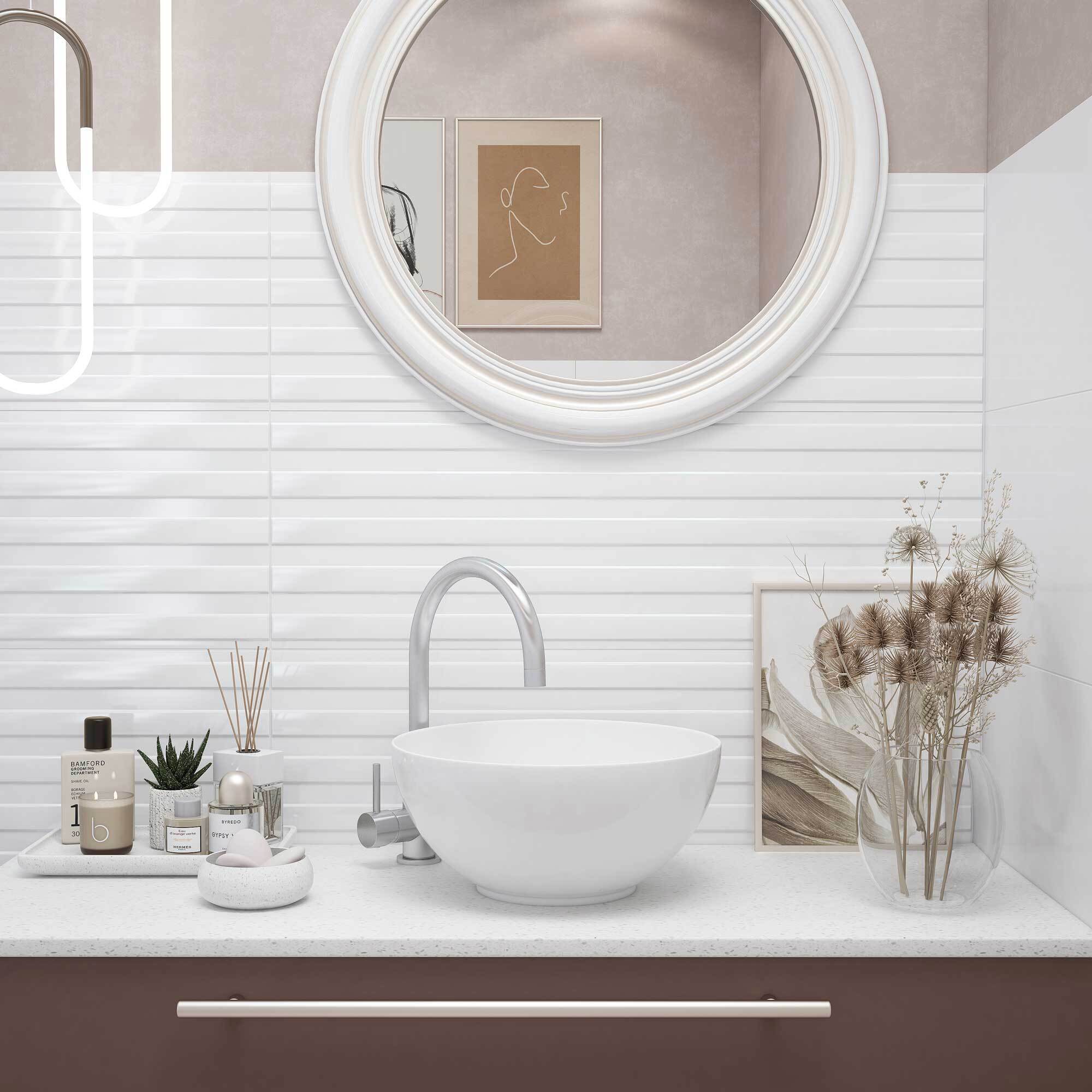 Изображение товара Керамин Сага 7Д плитка настенная 30x90 см белая