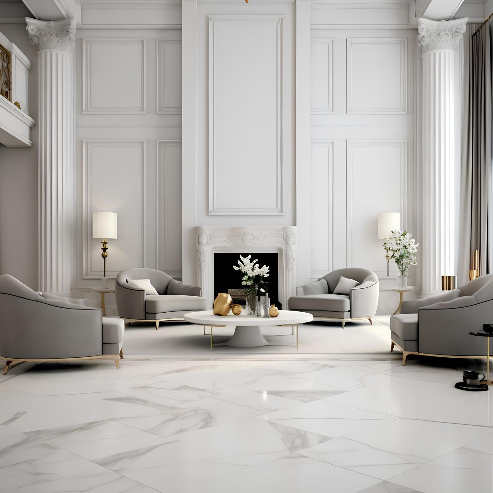 Изображение товара Керамогранит Stefano White 60x60 см белый мраморный эффект 1.44 кв.м