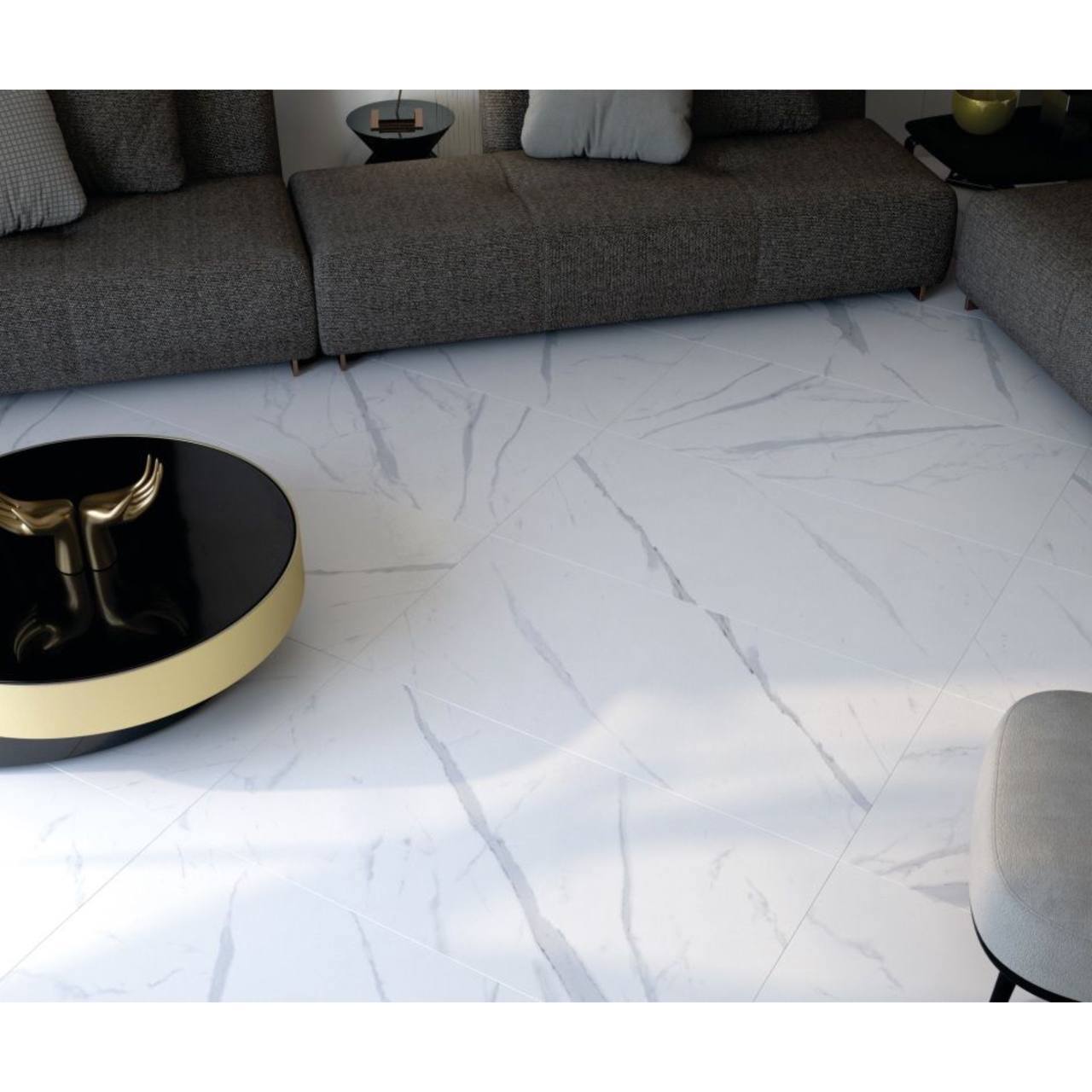 Изображение товара Керамогранит Steppe ceramics Statuario White 60x60 см белый мраморный эффект