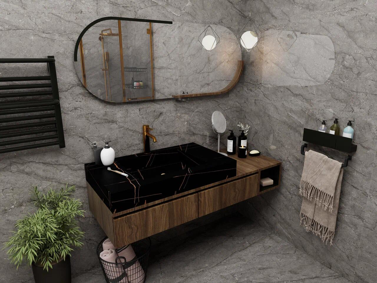 Изображение товара Керамогранит Colortile Awetic Nero Glossy 120x60 см черный глянцевый для пола и стен