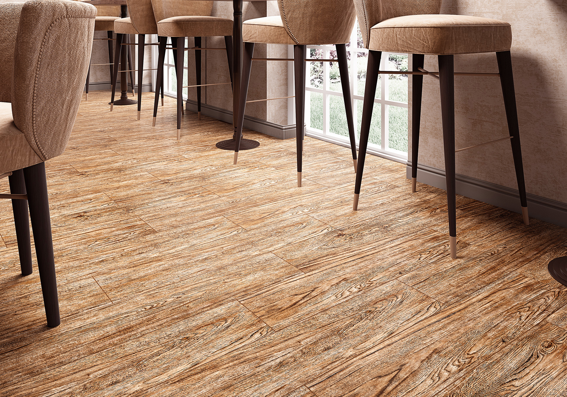 Изображение товара Керамогранит Alma Ceramica Madera 20x90 см для пола и стен бежевый